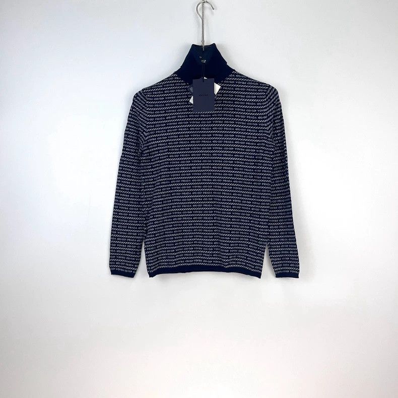 Prada Prada Navy blue full-printed letter small turtleneck wool k Size US XXS / EU 40 - 3 Thumbnail