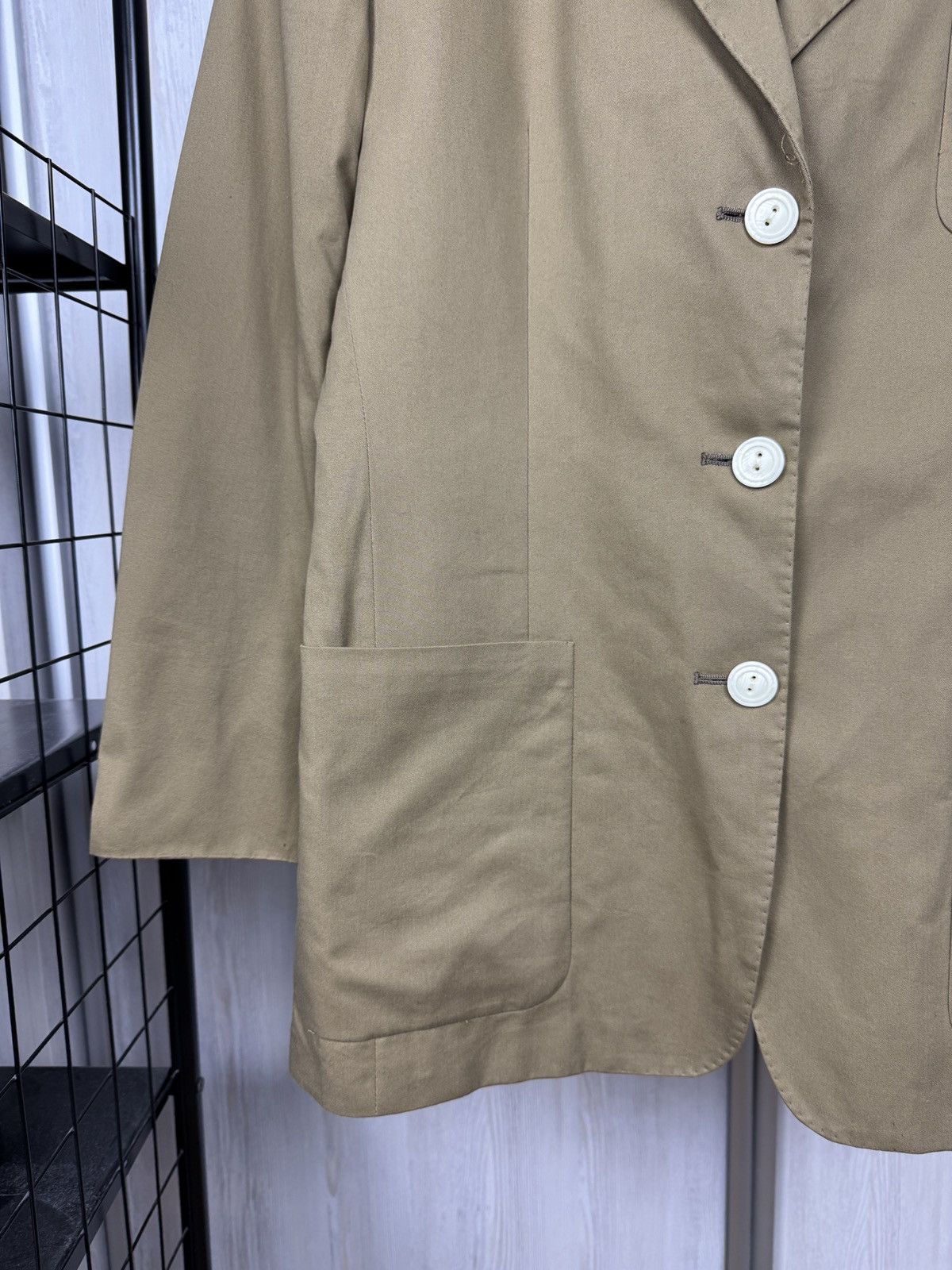 DAKS Daks London cotton beige unlined 3 button blazer Size L / US 10 / IT 46 - 5 Thumbnail