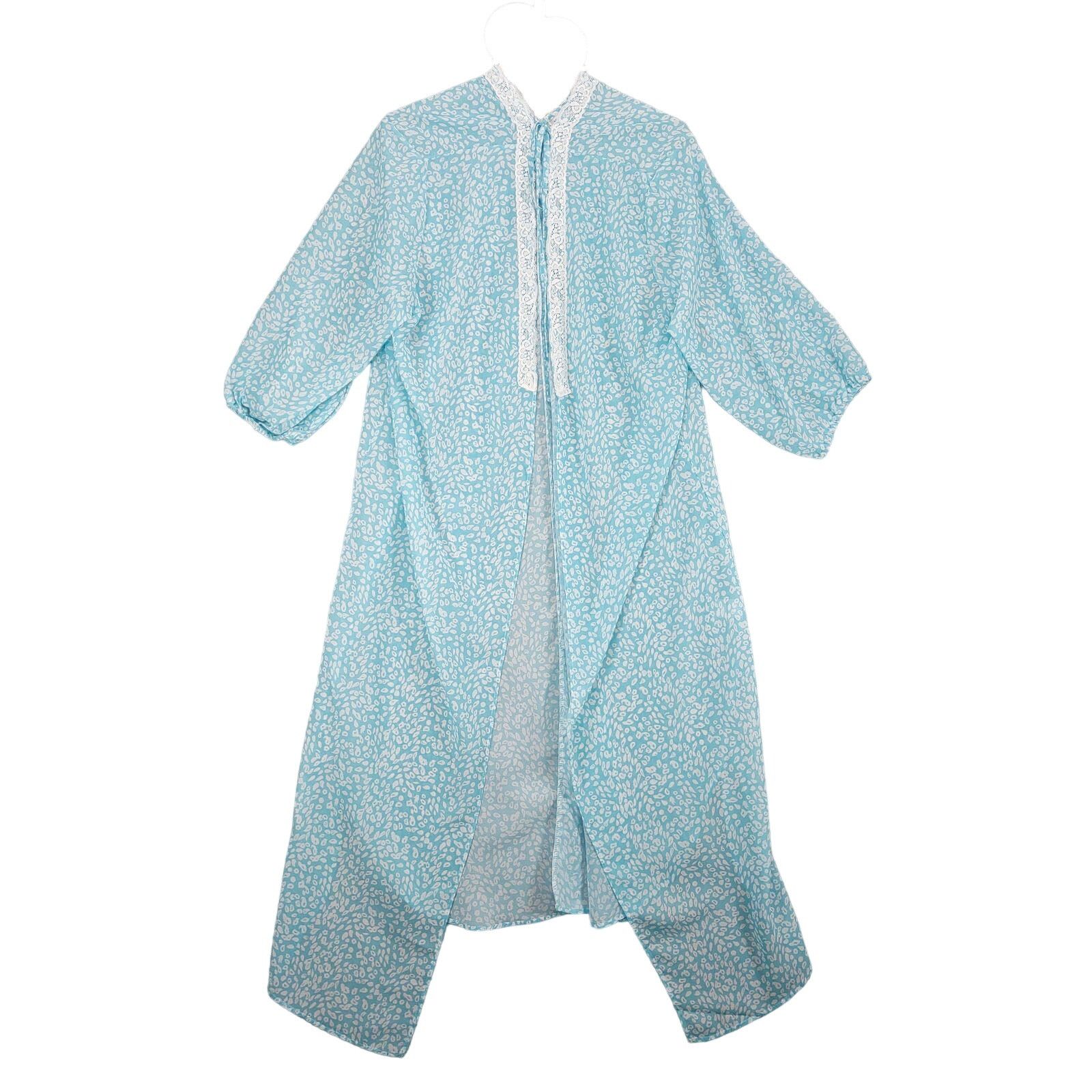 Other Jen & Co Blue Sheer White Lace Trim Nightgown Robe Size ONE SIZE - 1 Thumbnail