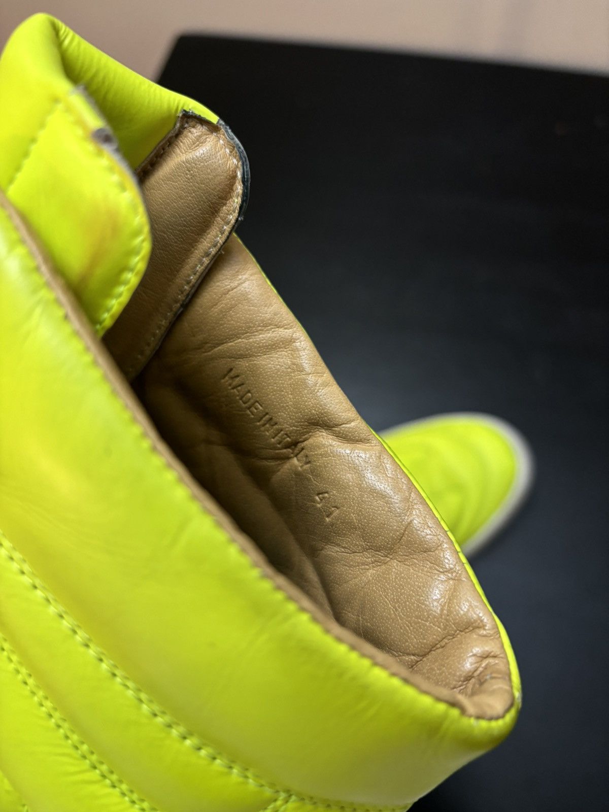 Maison Margiela Maison Margiela MM6 High Top Quilted Leather Sneakers Yellow Size US 8 / EU 41 - 8 Thumbnail