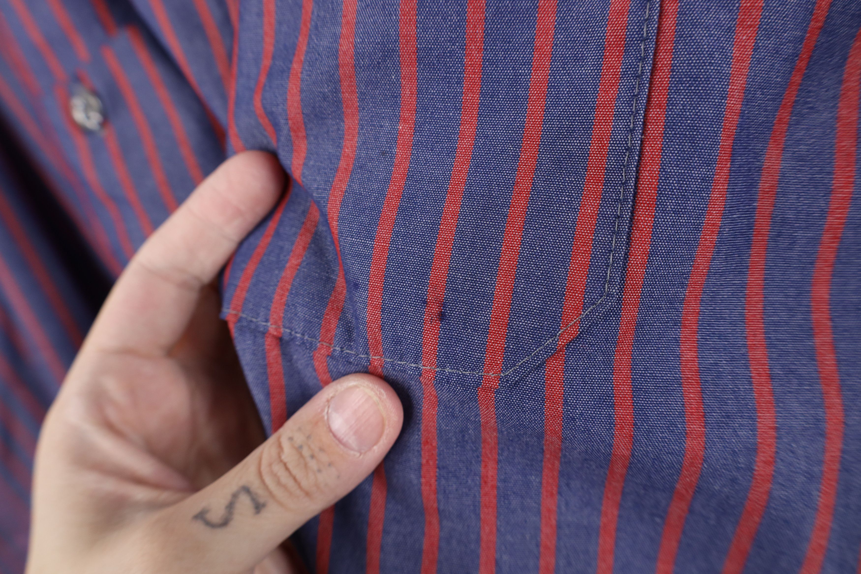 Vintage Vintage 90s Streetwear Striped Workwear Mechanic Shirt Size US L / EU 52-54 / 3 - 8 Thumbnail