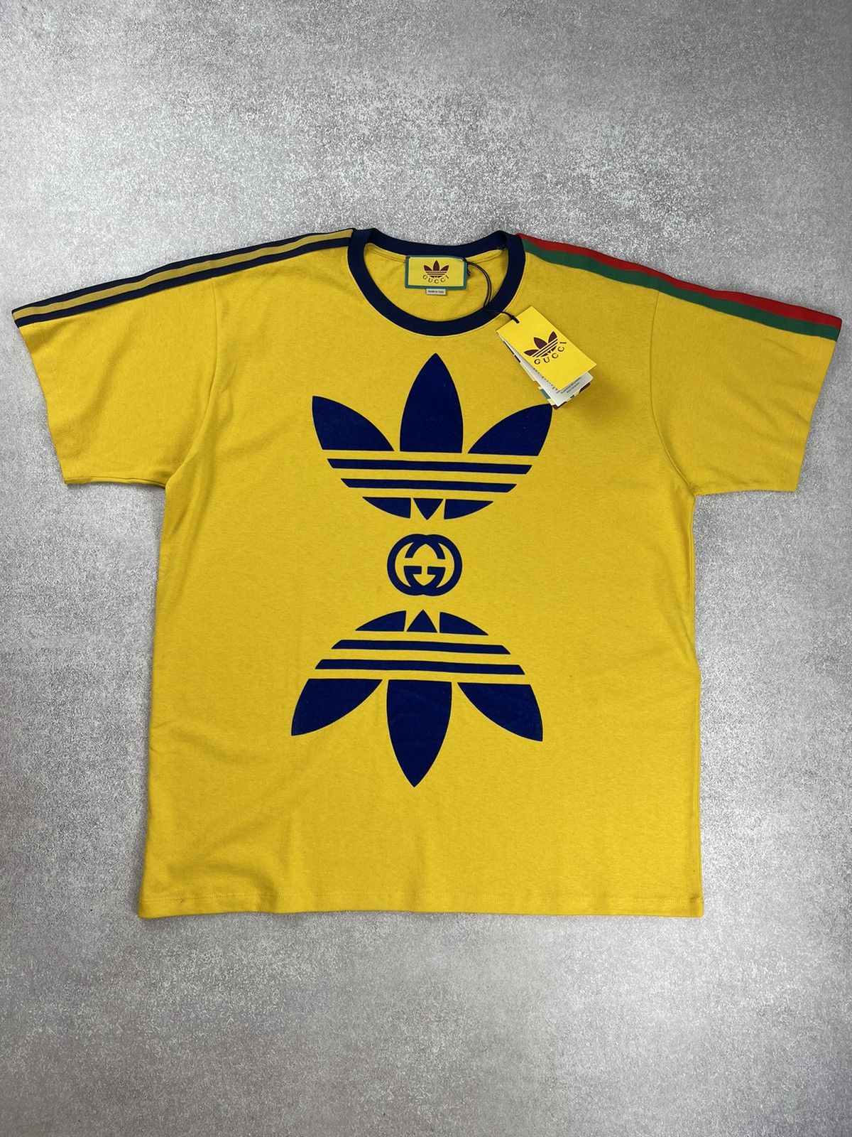 Adidas × Gucci Gucci x Adidas Cotton Jersey T-Shirt Yellow Size US M / EU 48-50 / 2 - 2 Thumbnail