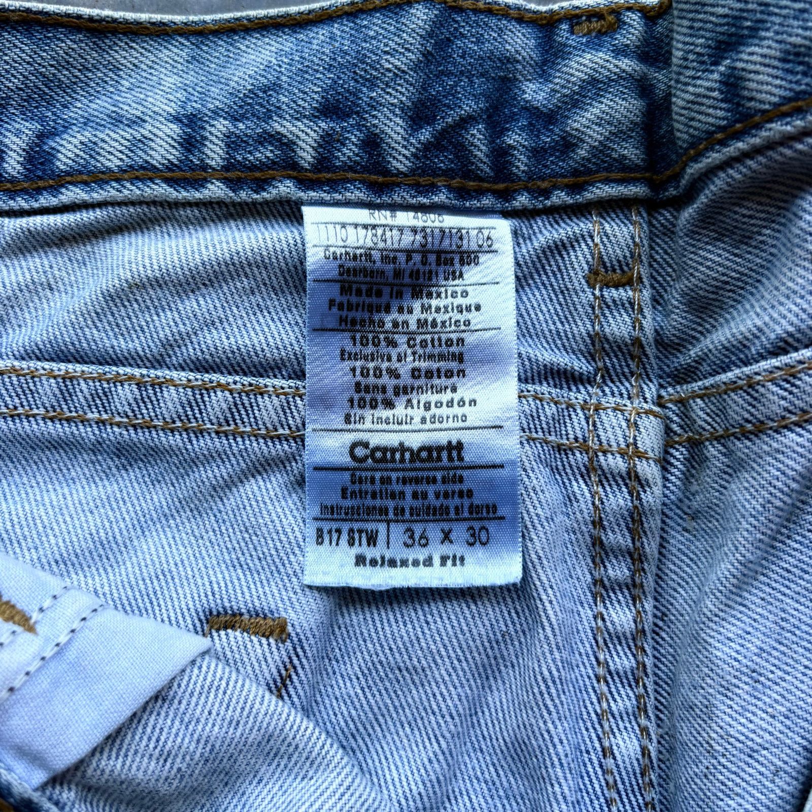Carhartt × Vintage Beautifully Faded Worn Light Wash Carhartt Blue Jeans Size US 36 / EU 52 - 5 Thumbnail