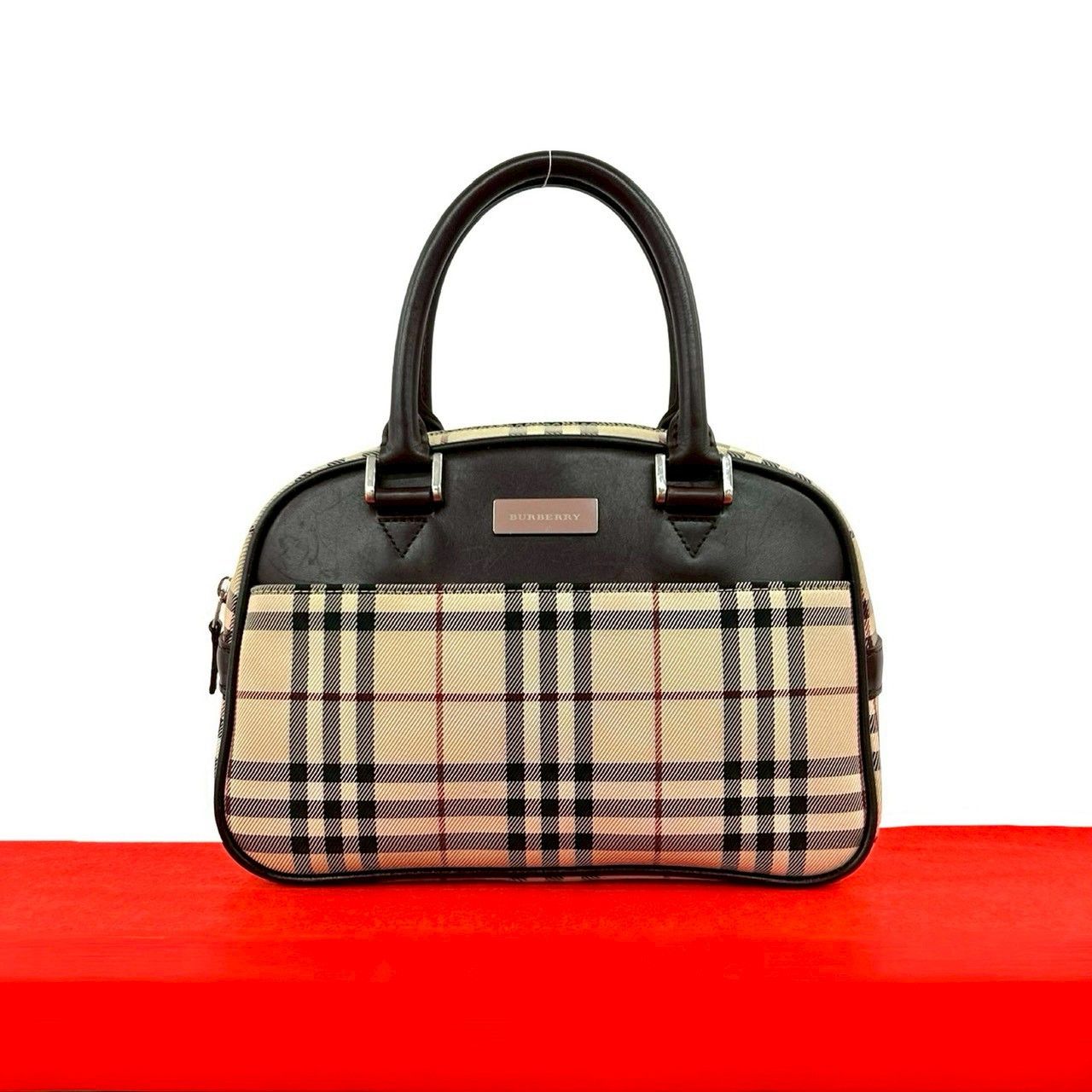 Burberry Burberry Burberry Leather Canvas Boston Bag Leather Handbag DUTY FREE for USA Size ONE SIZE - 1 Thumbnail