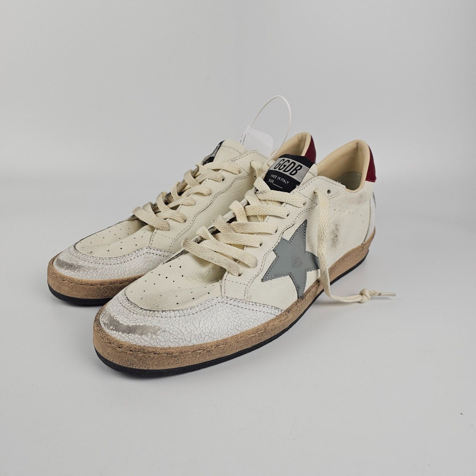 GOLDEN GOOSE Ball Star Men's White/Red Sneakers New & Authen