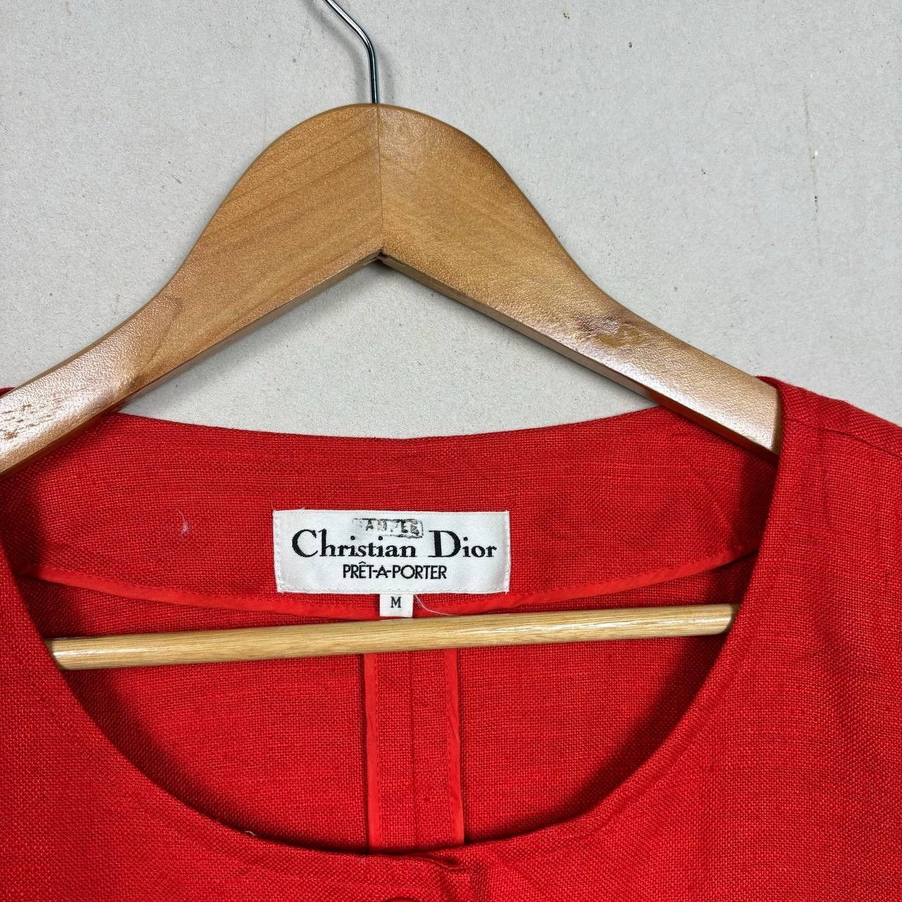 Christian Dior Monsieur Christian Dior Vintage 90s Red Linen Cropped Jacket Blouse M Size M / US 6-8 / IT 42-44 - 4 Thumbnail