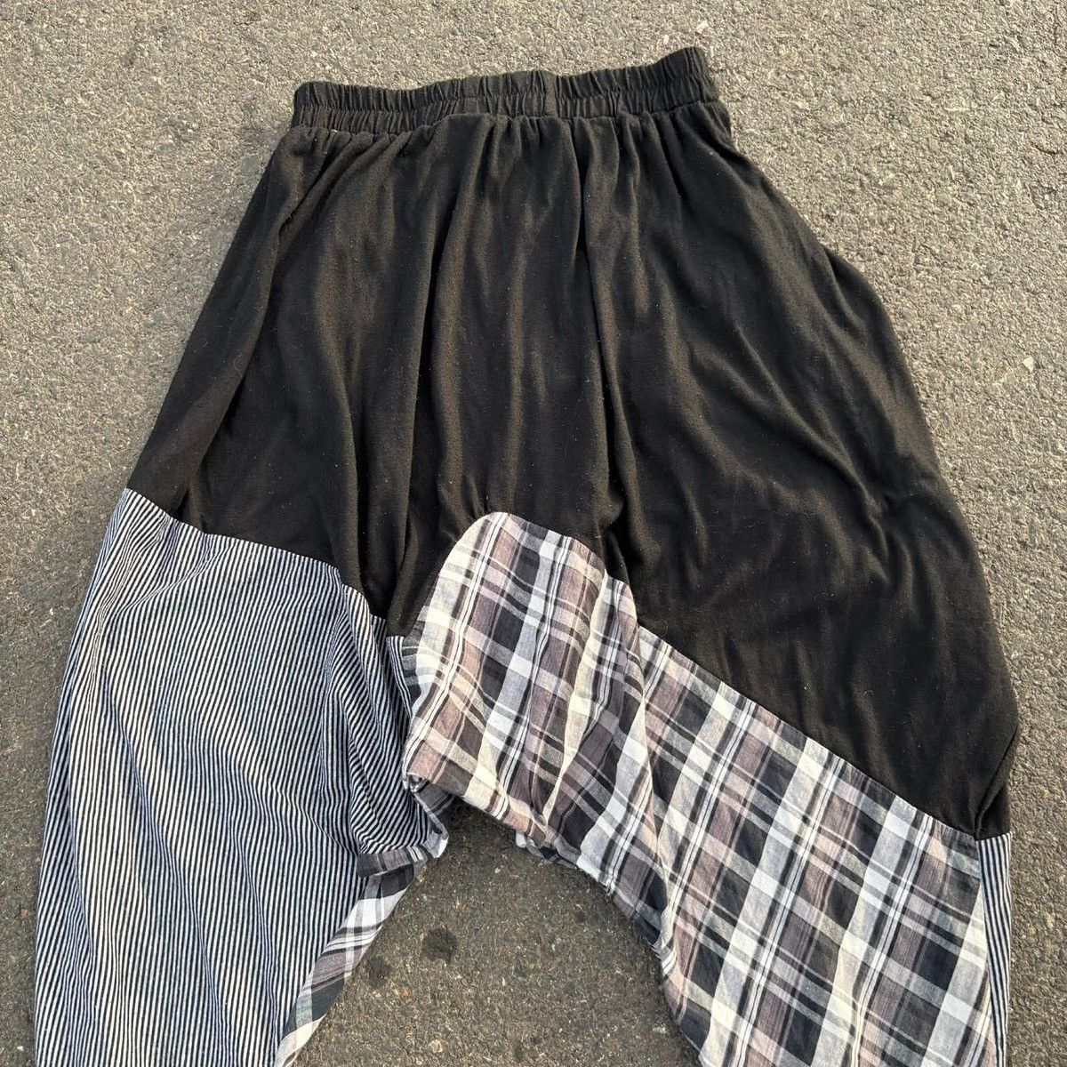 Japanese Brand LONGDENG Patchwork Drop Crotch Pants Plaid Stripe Size US 30 / EU 46 - 6 Thumbnail