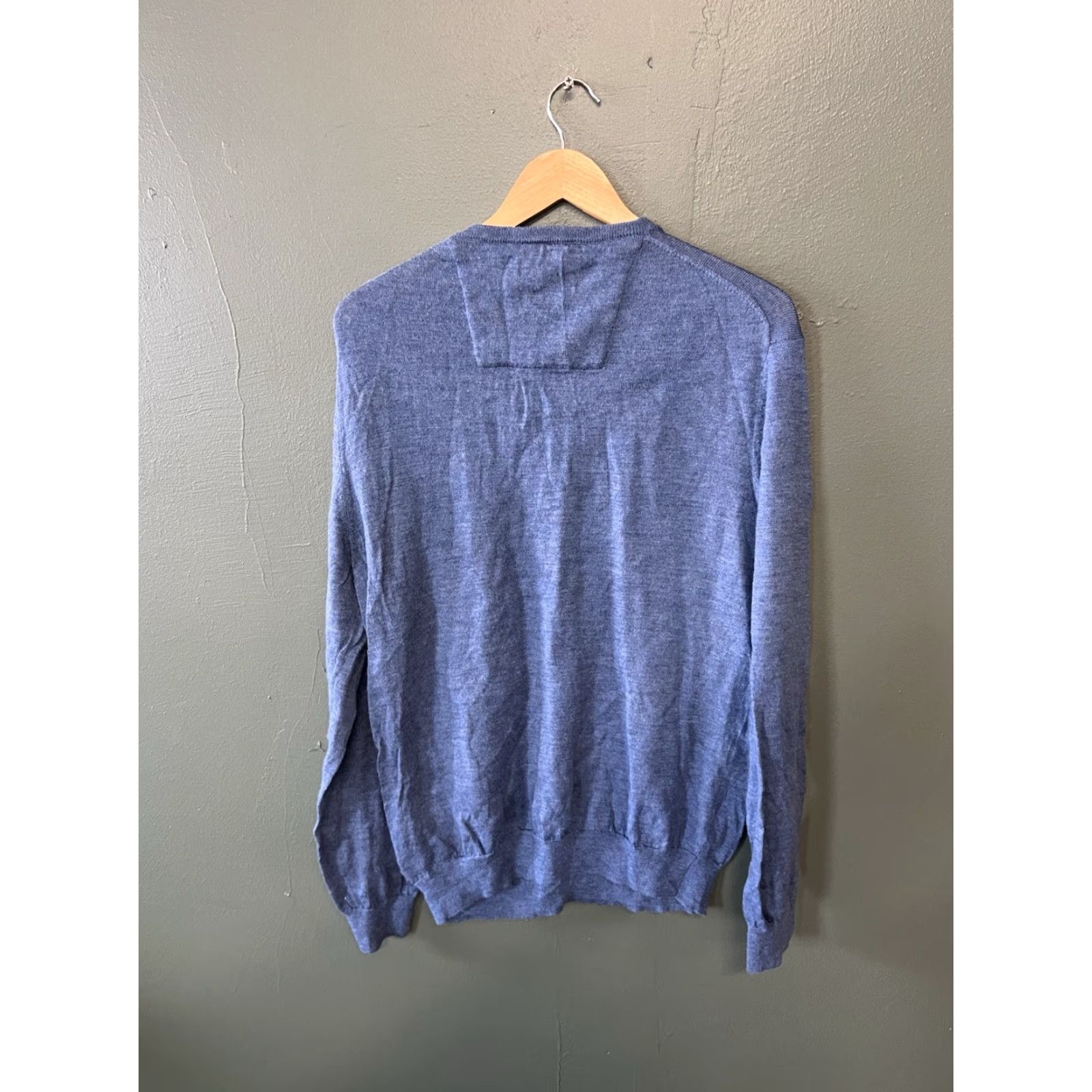 Calvin Klein Calvin Klein Womens Blue V-Neck Pullover Sweatshirt Merino Wool Size Large Size L / US 10 / IT 46 - 2 Thumbnail