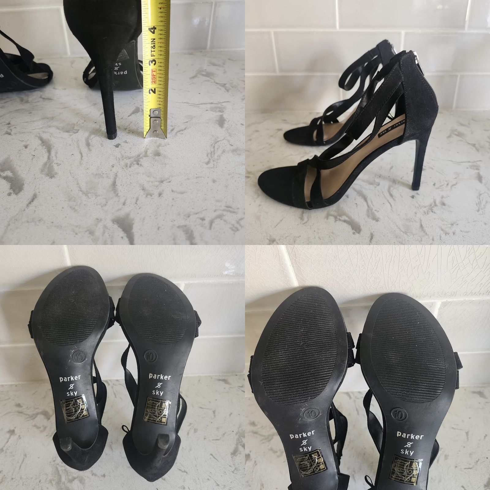 Parker VINTAGE Parker & Sky Women’s Black Strappy Heels Open Toe Ankle Strap Dressy Size 10 Size L / US 10 / IT 46 - 9 Thumbnail