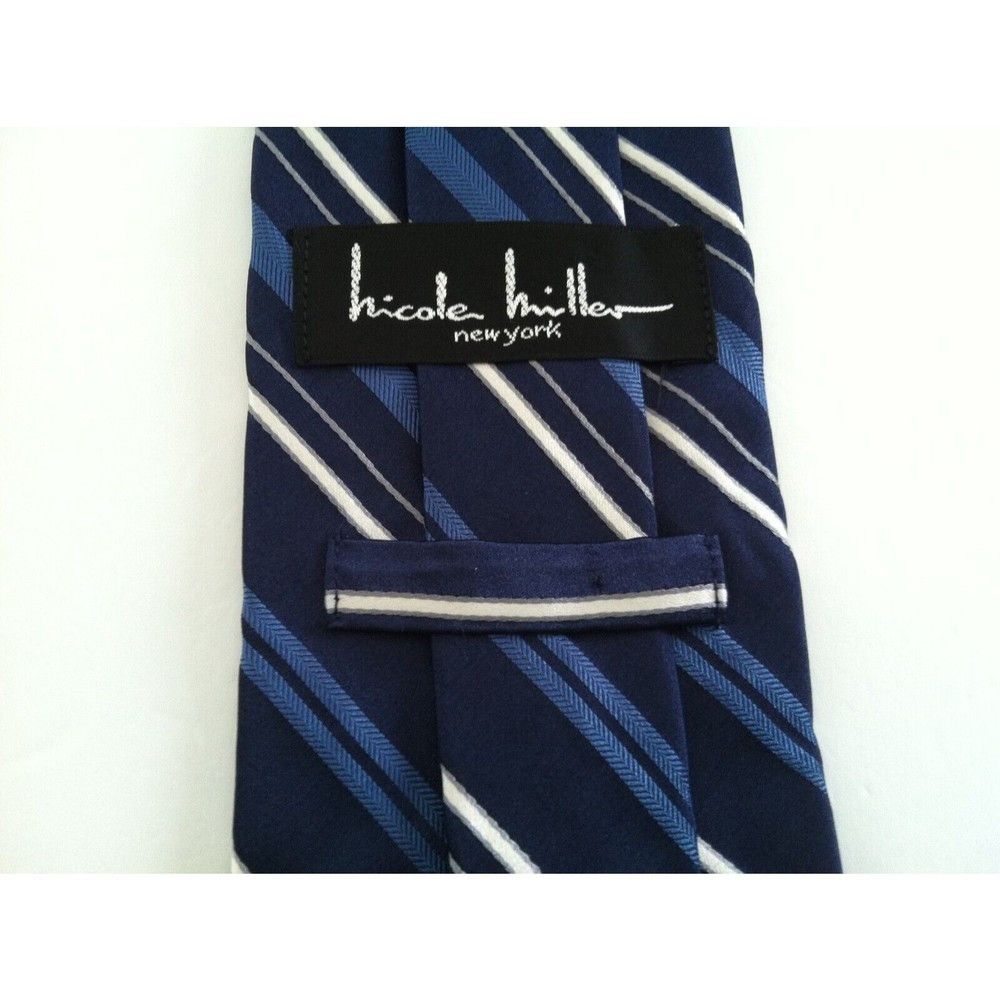 Nicole Miller NICOLE MILLER MENS NEW NAVY 100%SILK TIE WIDTH: 3 1/2" Size ONE SIZE - 4 Thumbnail