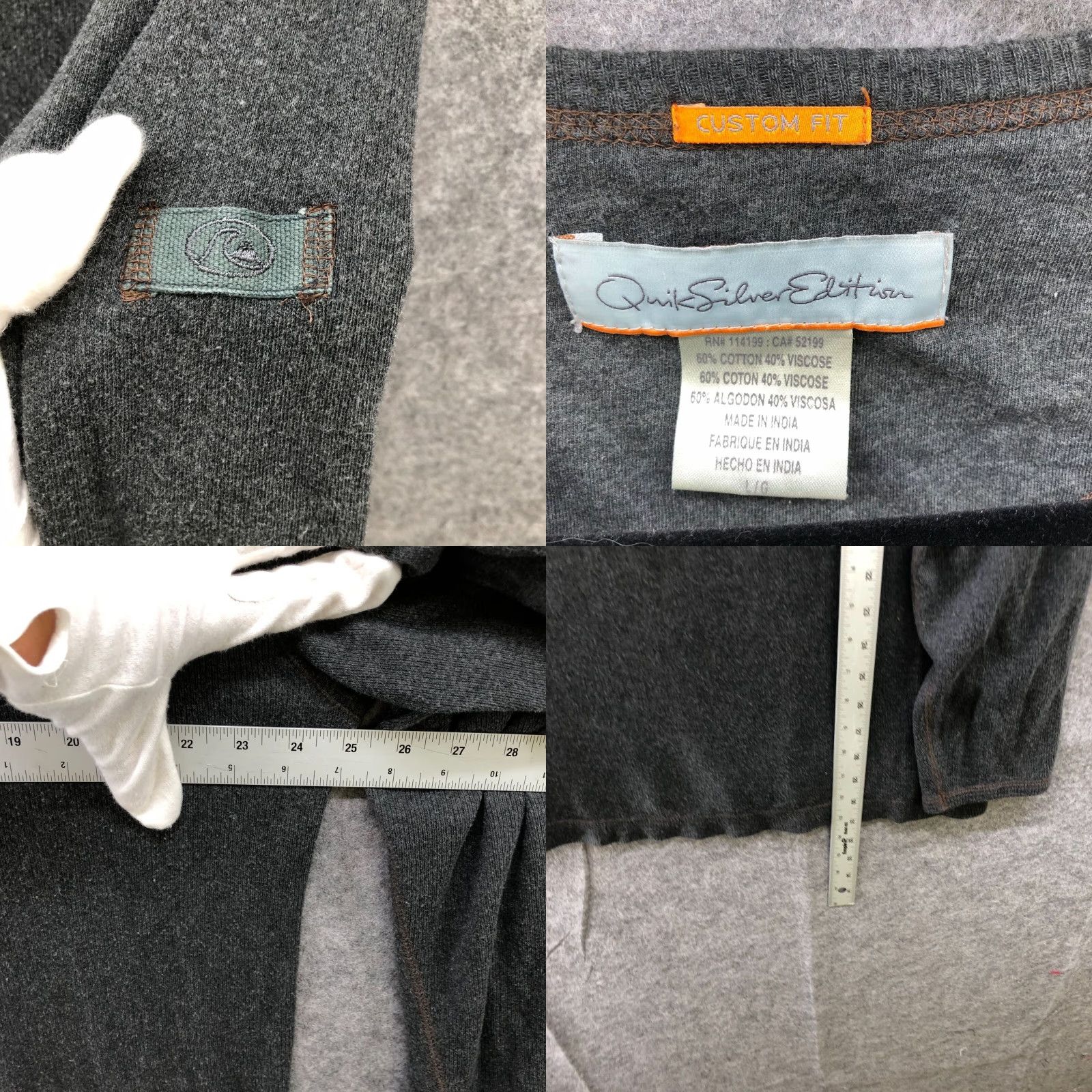 Quiksilver Quiksilver Editions Men's Long Sleeve Gray Thermal Crewneck T-Shirt Size L Size US L / EU 52-54 / 3 - 8 Thumbnail