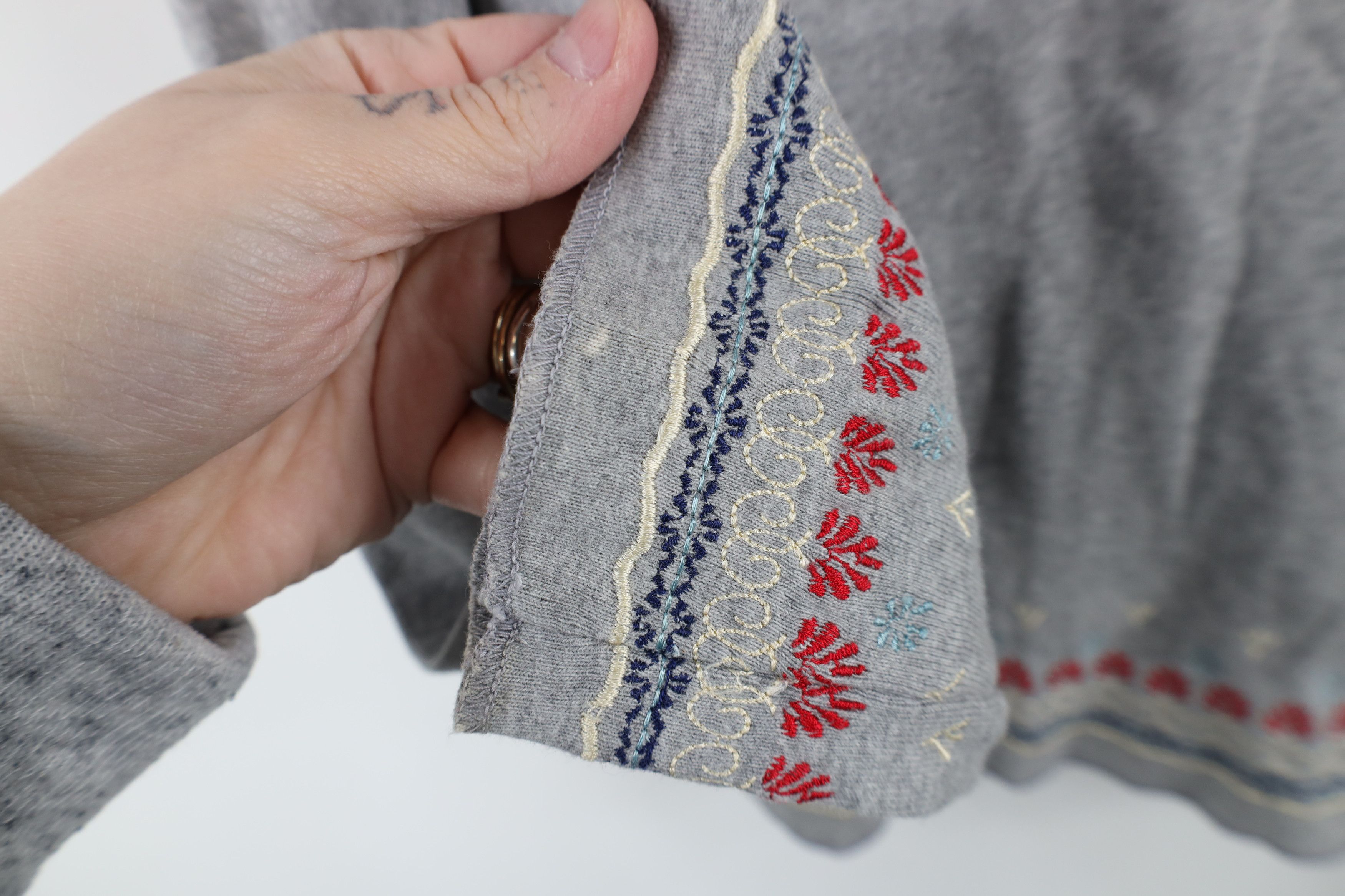 Vintage Vintage 90s Y2K Mudd Babydoll Ribbed Thermal T-Shirt Gray Size L / US 10 / IT 46 - 7 Thumbnail