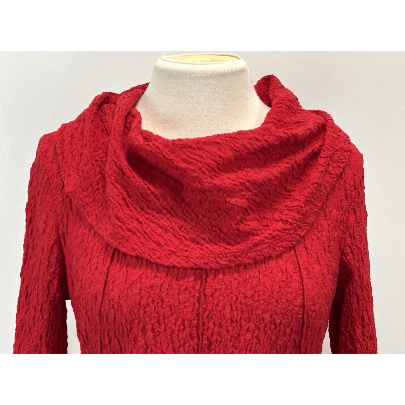 Vintage VINTAGE Ali Miles Tunic Shirt Women Small Red Cowl Neck Crinkle Lagenlook Artsy - Cotton Blend Pullover Long Sleeve Size Small Mens? Wait. Size S / US 4 / IT 40 - 5 Thumbnail