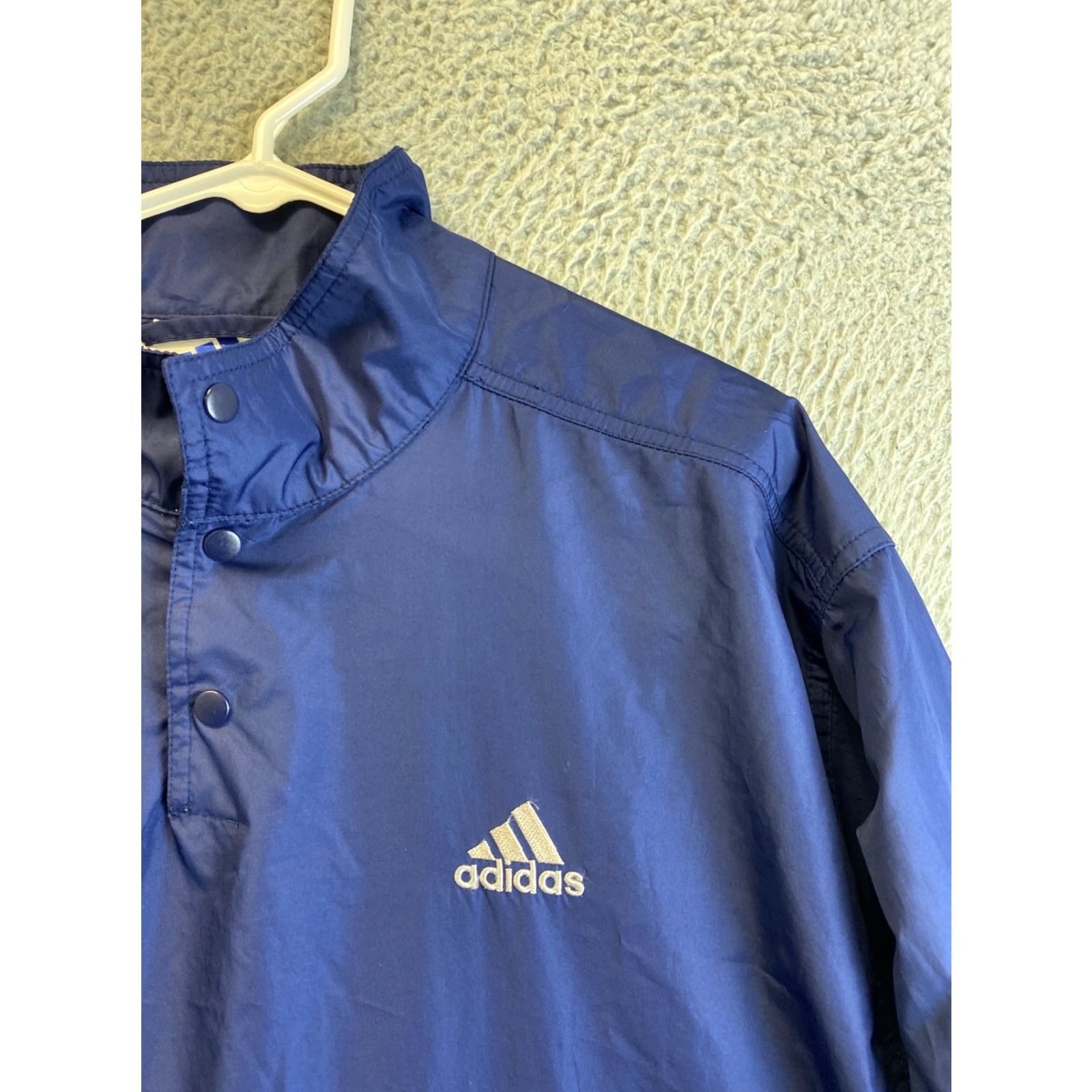 Adidas VINTAGE Adidas Jacket Mens M Logo Navy Blue & White Stripes Nylon Pullover Embroidered 90s Mens Size US M / EU 48-50 / 2 - 4 Thumbnail