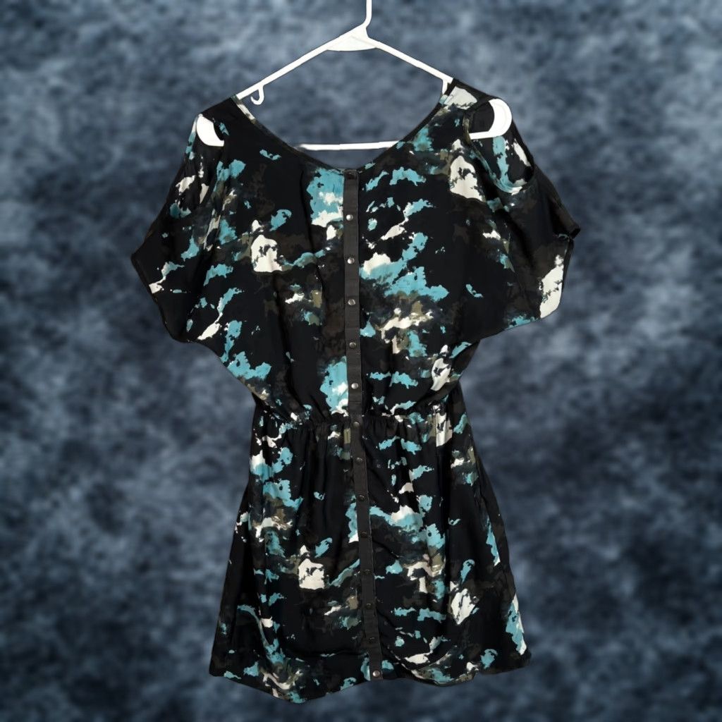 Vintage Silence + Noise Womens Dress Small Black & Blue Abstract Print Size S / US 4 / IT 40 - 1 Thumbnail