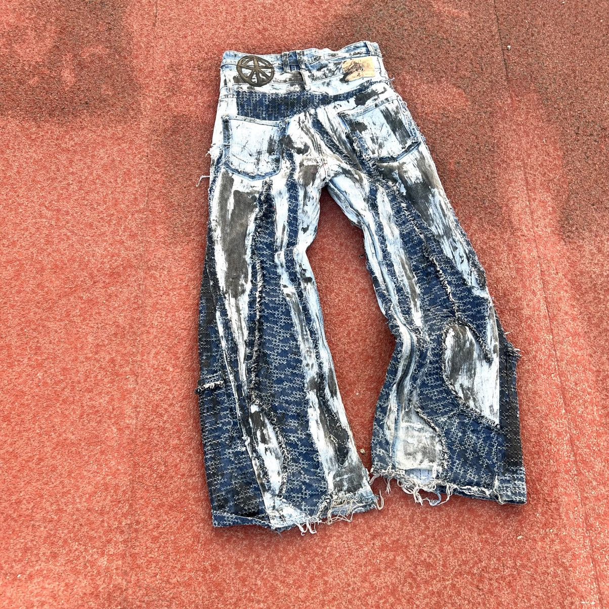 Levi's Double Waist Chaotic Blue Stains Panto Size US 33 - 8 Thumbnail
