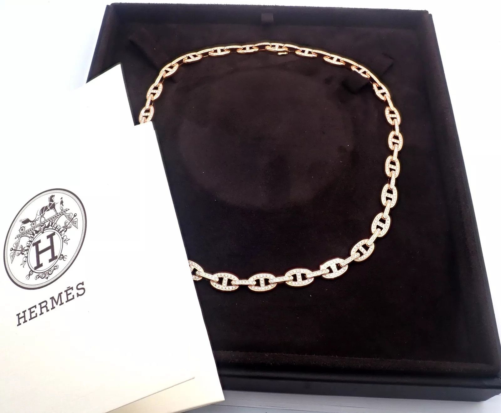 Hermes Chaine d'ancre Enchaine 18k Gold Diamond Link Necklace Size ONE SIZE - 4 Thumbnail