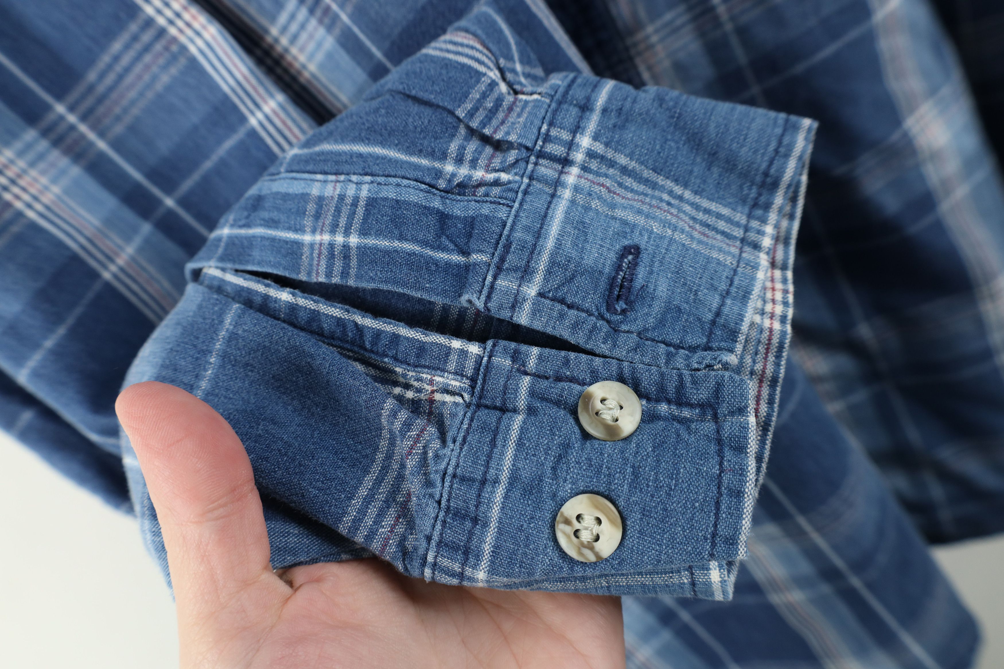 Dickies Vintage 90s Dickies Canvas Collared Button Shirt Blue Plaid Size US XXL / EU 58 / 5 - 6 Thumbnail