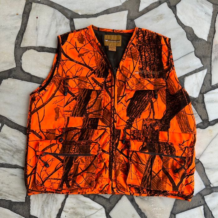 Vintage Woolrich Mens Blaze Orange Camo Coat Jacket Size L Hunting