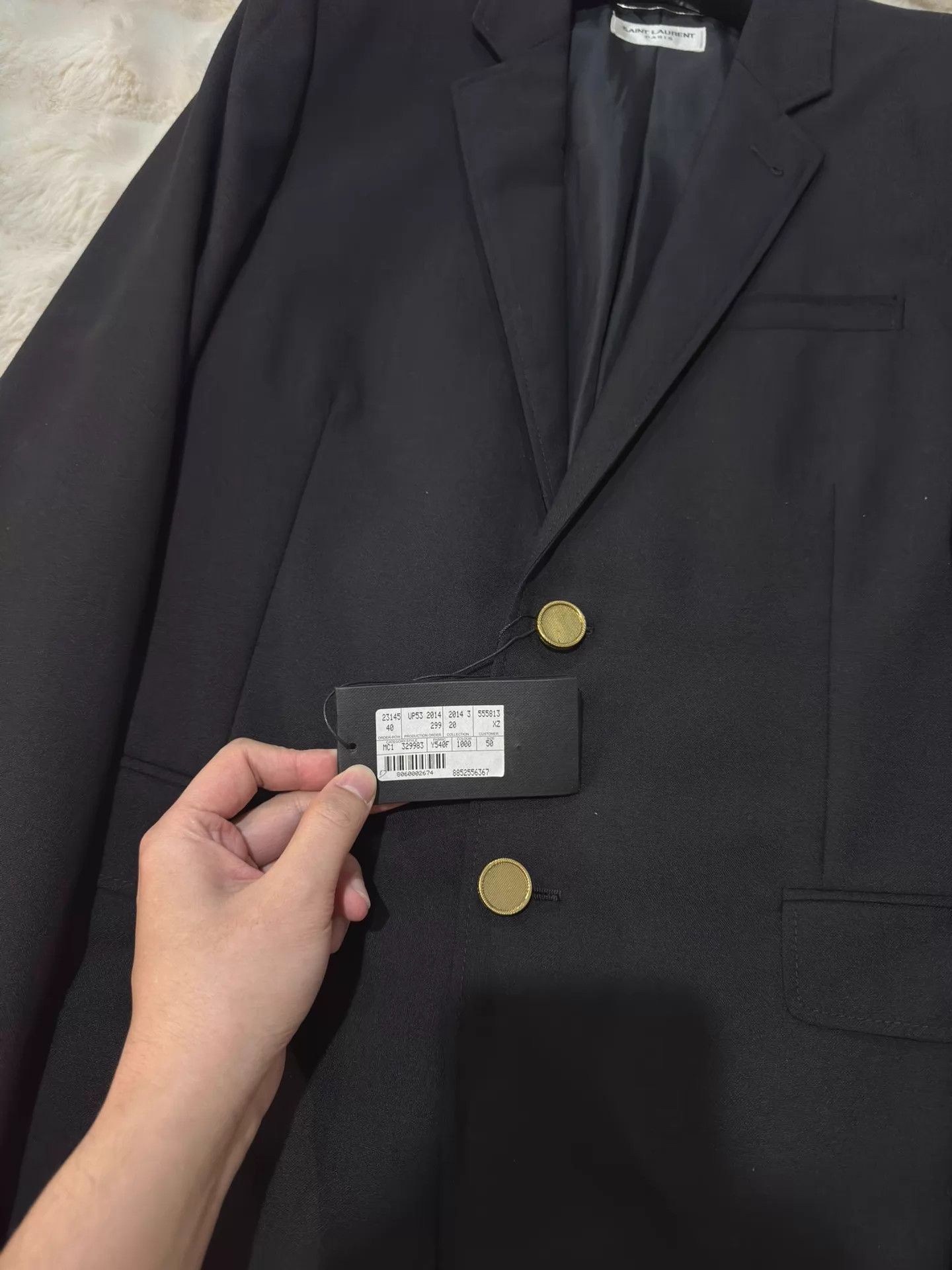 Yves Saint Laurent YSL 1st Year Black Gold Men's Suit 50 New with Tags Size 50R - 2 Thumbnail