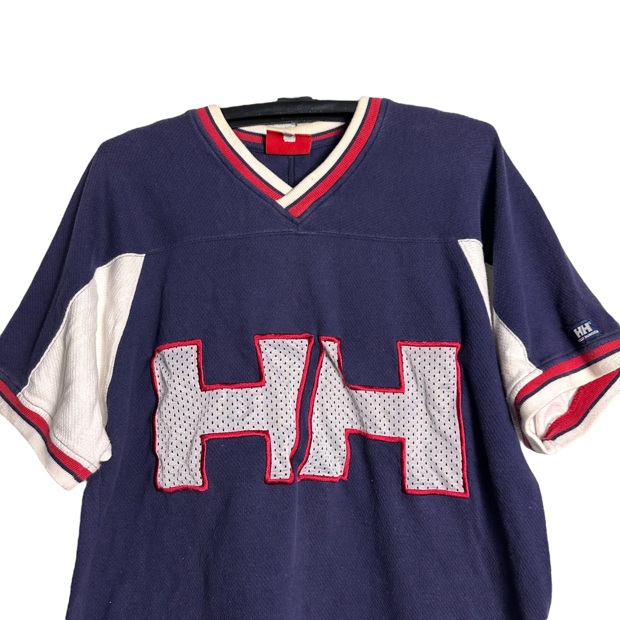 Helly Hansen 🔥RARE🔥Vintage 90s Helly Hansen Spell Out Football Shirt Size US L / EU 52-54 / 3 - 2 Thumbnail