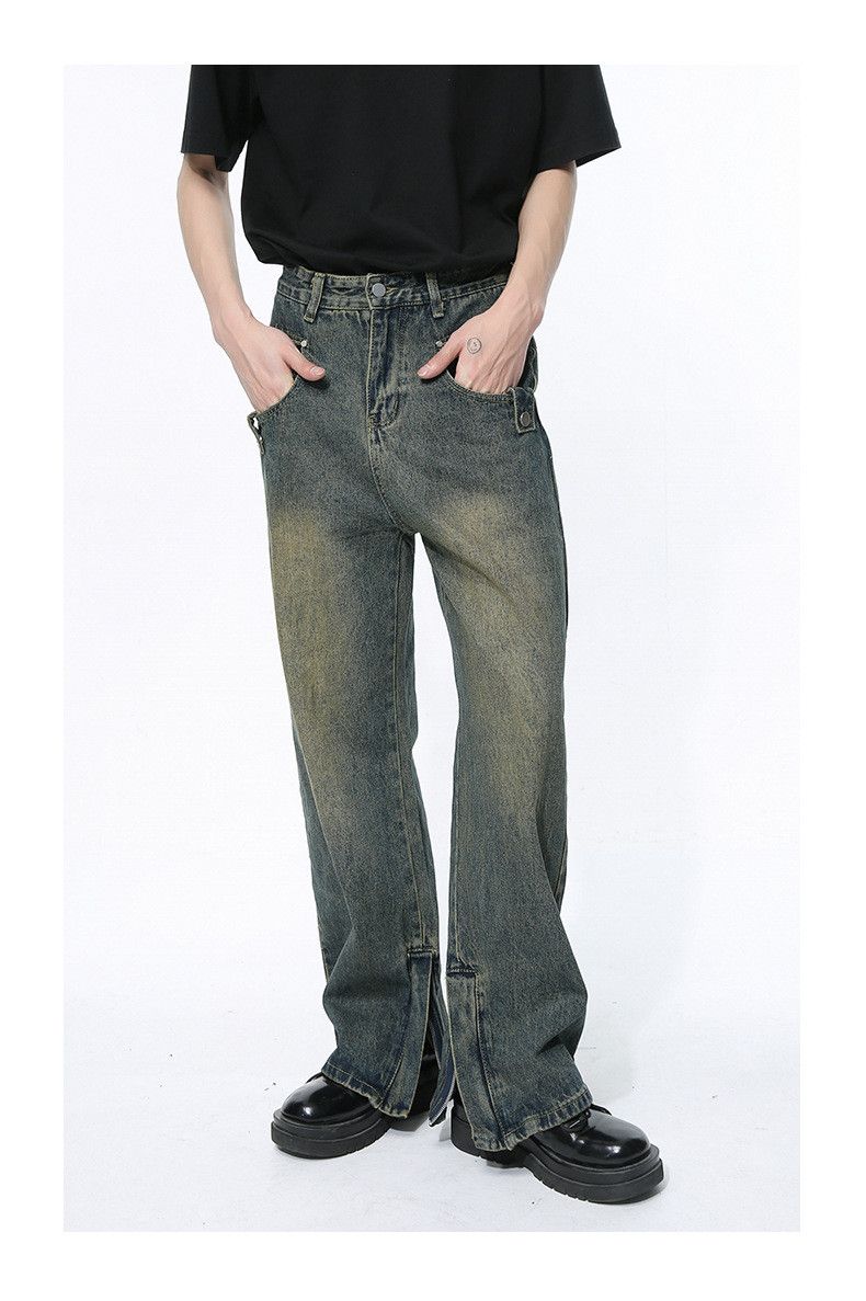 Japanese Brand × Jean Blue Washed Distressed Zipper Jeans Size US 33 - 1 Thumbnail