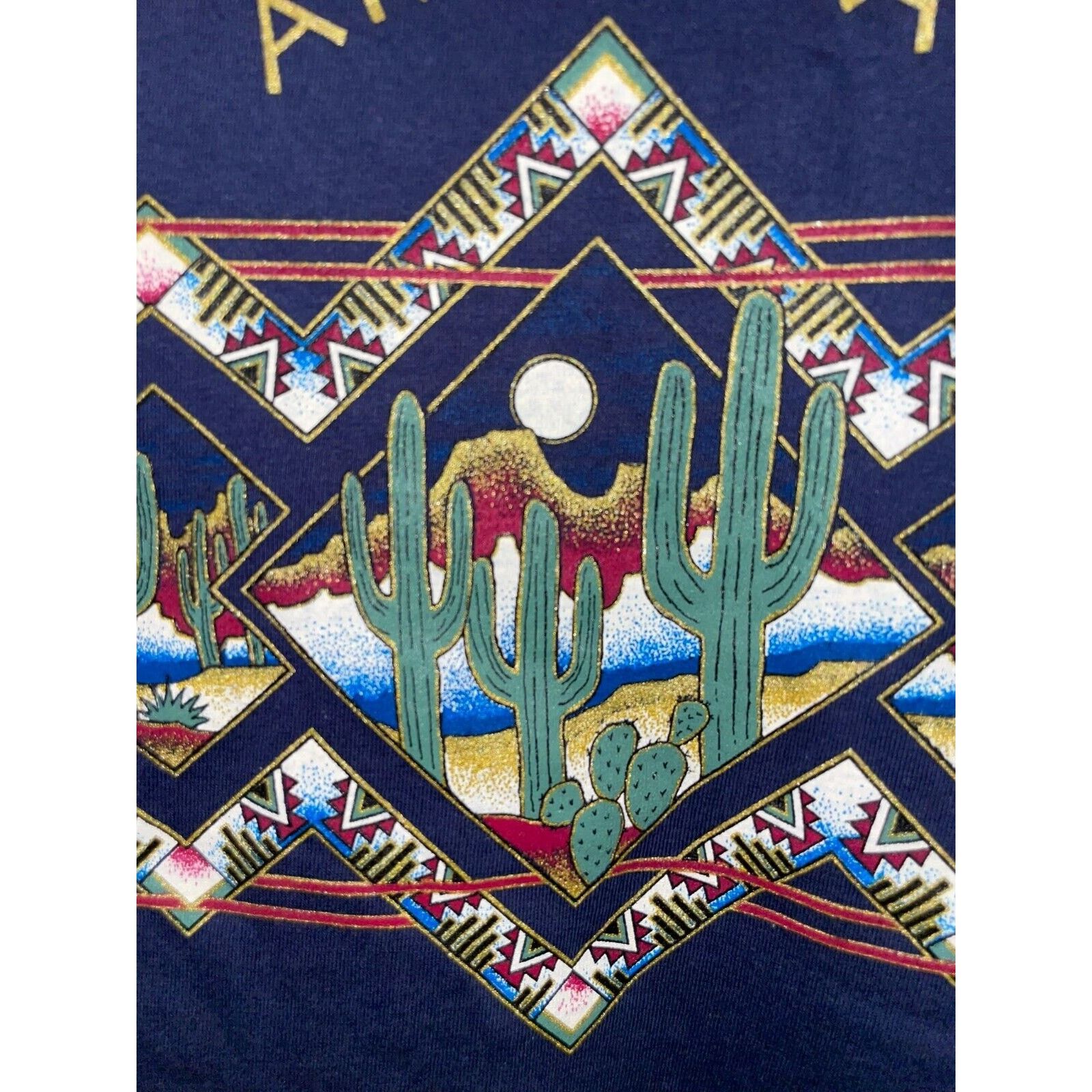 Jerzees Vintage Arizona Shirt Southwest Tee Cactus Desert Blue 90s L Size US L / EU 52-54 / 3 - 5 Thumbnail