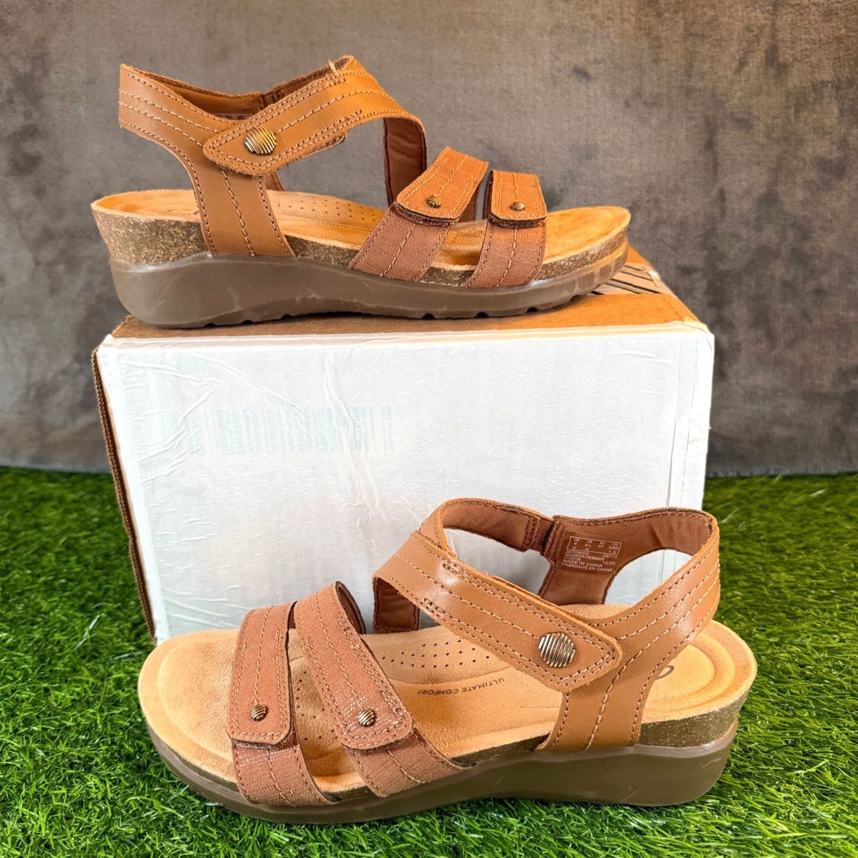Clarks Clarks Sandals Caleene Clara Tan Wedge Strappy Adjustable 6.5 Womens Summer Casual Slide Shoes Womens Size US 7 / IT 37 - 2 Thumbnail