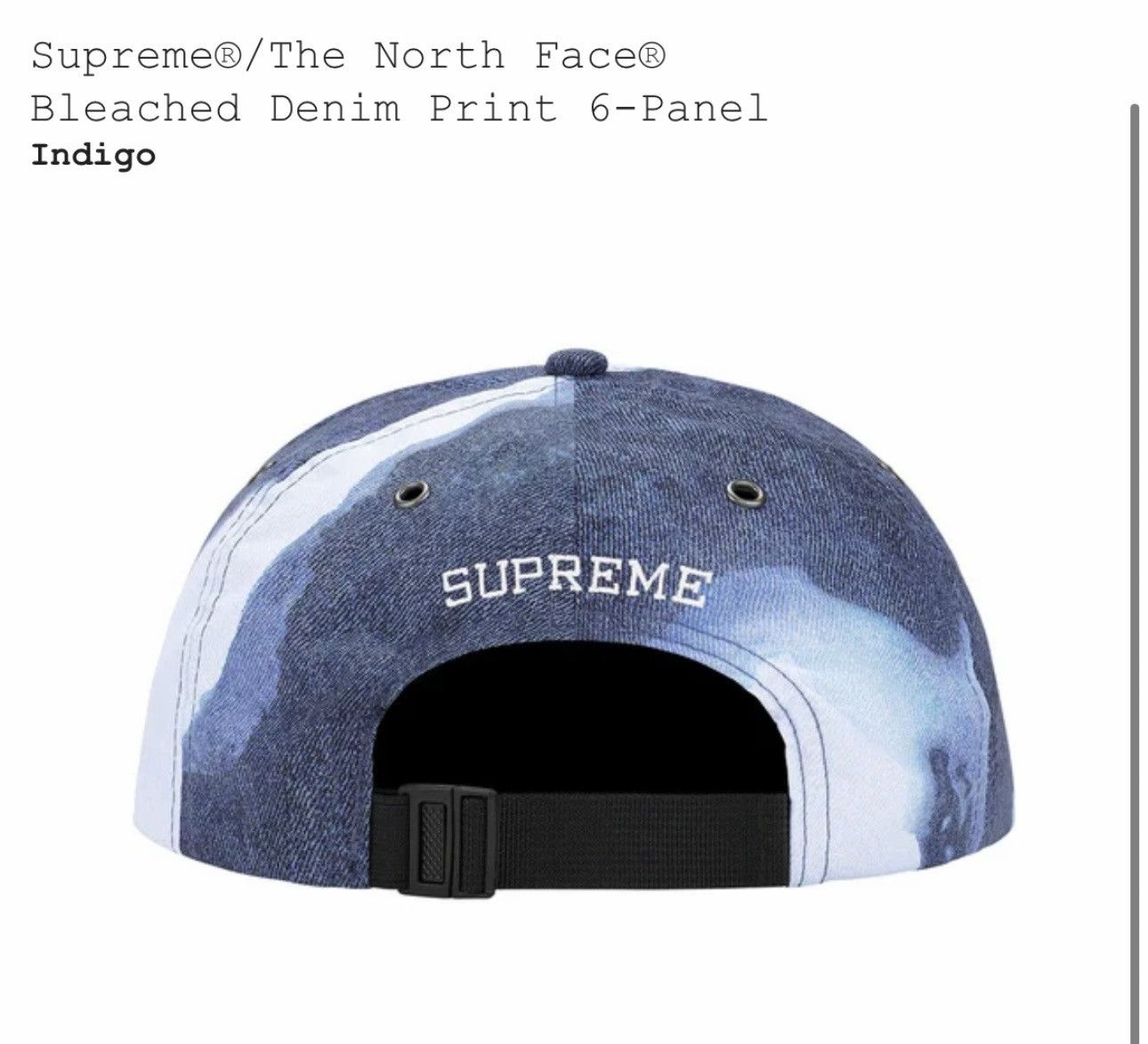 Supreme × The North Face Supreme x The North Face Bleached Denim Print 6 Panel Hat Size ONE SIZE - 2 Thumbnail