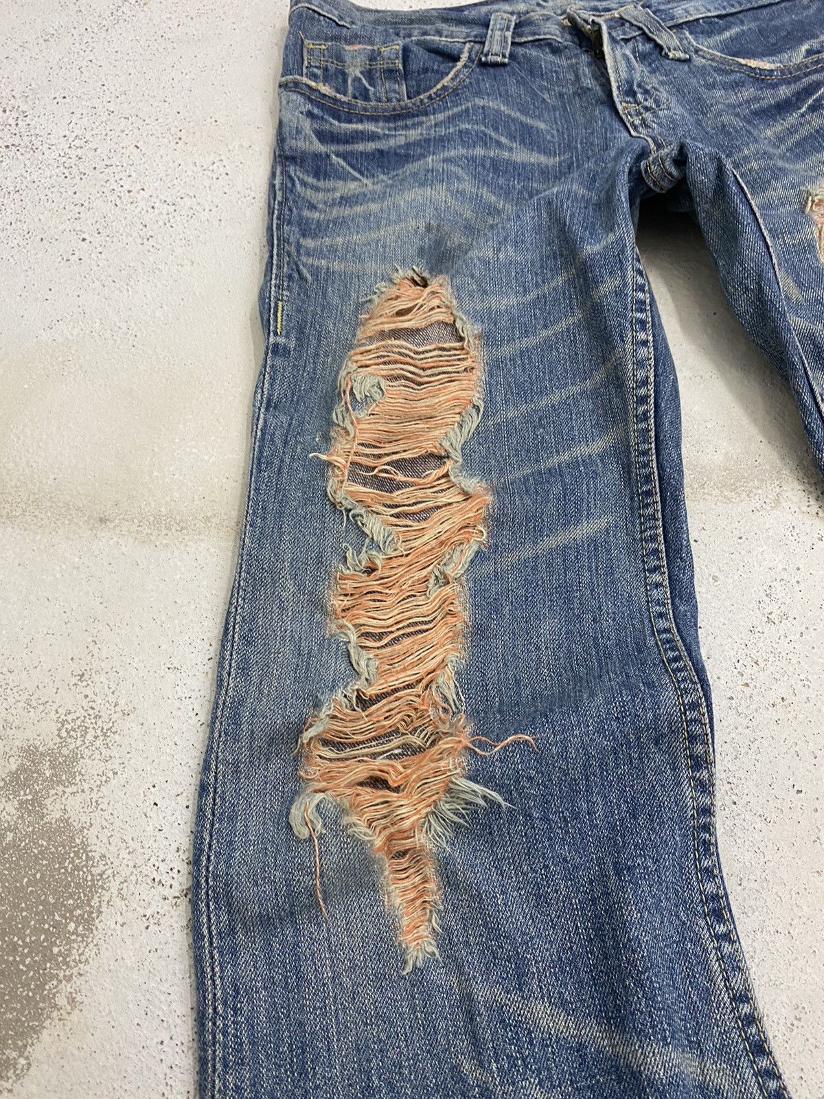If Six Was Nine × Japanese Brand × Le Grande Bleu (L.G.B.) Flare Distressed Denim Orange Mud Jean Size US 30 / EU 46 - 6 Thumbnail