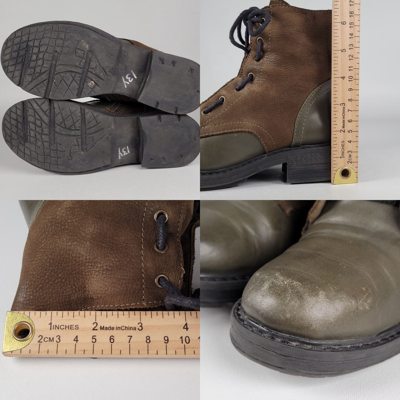 Vintage Bueno Women's Bootie Army Green Leather Lace Up Boots 5.5 EU 36 Size US 6 / IT 36 - 8 Thumbnail