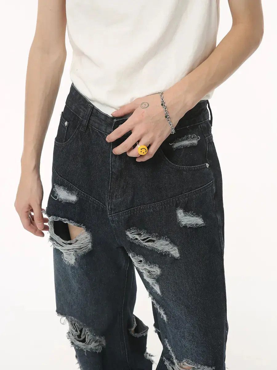 Japanese Brand Retro loose ripped hip-hop jeans Size US 32 / EU 48 - 4 Thumbnail
