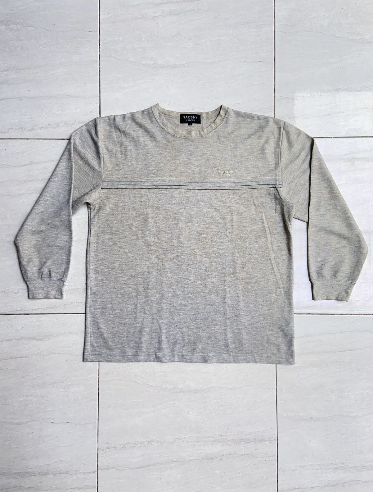 Image of Yohji Yamamoto Sacsny Y’Saccs Grey Long Sleeve T-Shirt, Men's (Size 2XL)