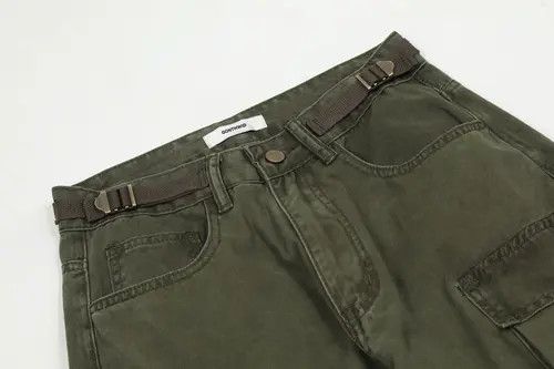 Japanese Brand Cargo Pants Streetwear Multi Pocket Straight Baggy Size US 29 - 3 Thumbnail