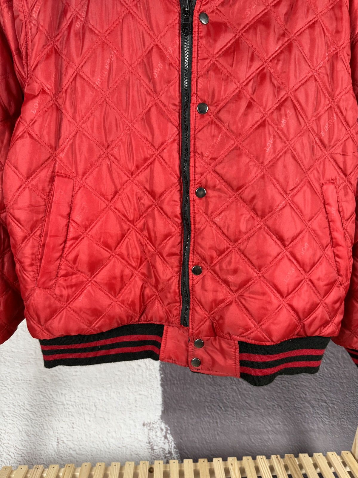 Vintage Down Impact USA reversible wool leather monogram bomber jckt Size US L / EU 52-54 / 3 - 20 Thumbnail