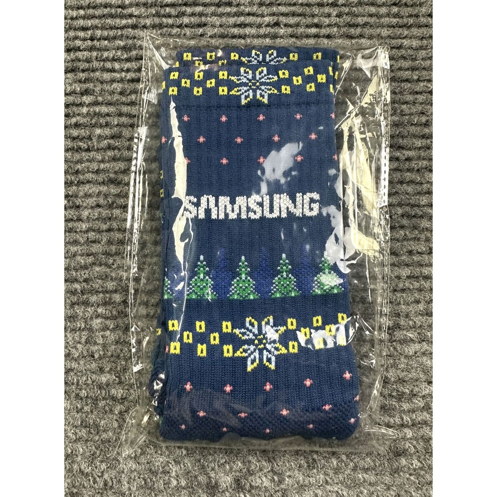 Samsung VINTAGE Samsung Tube Socks Men Regular Blue Holiday Workwear Logo Graphic 1 Pair AA Size ONE SIZE - 4 Thumbnail