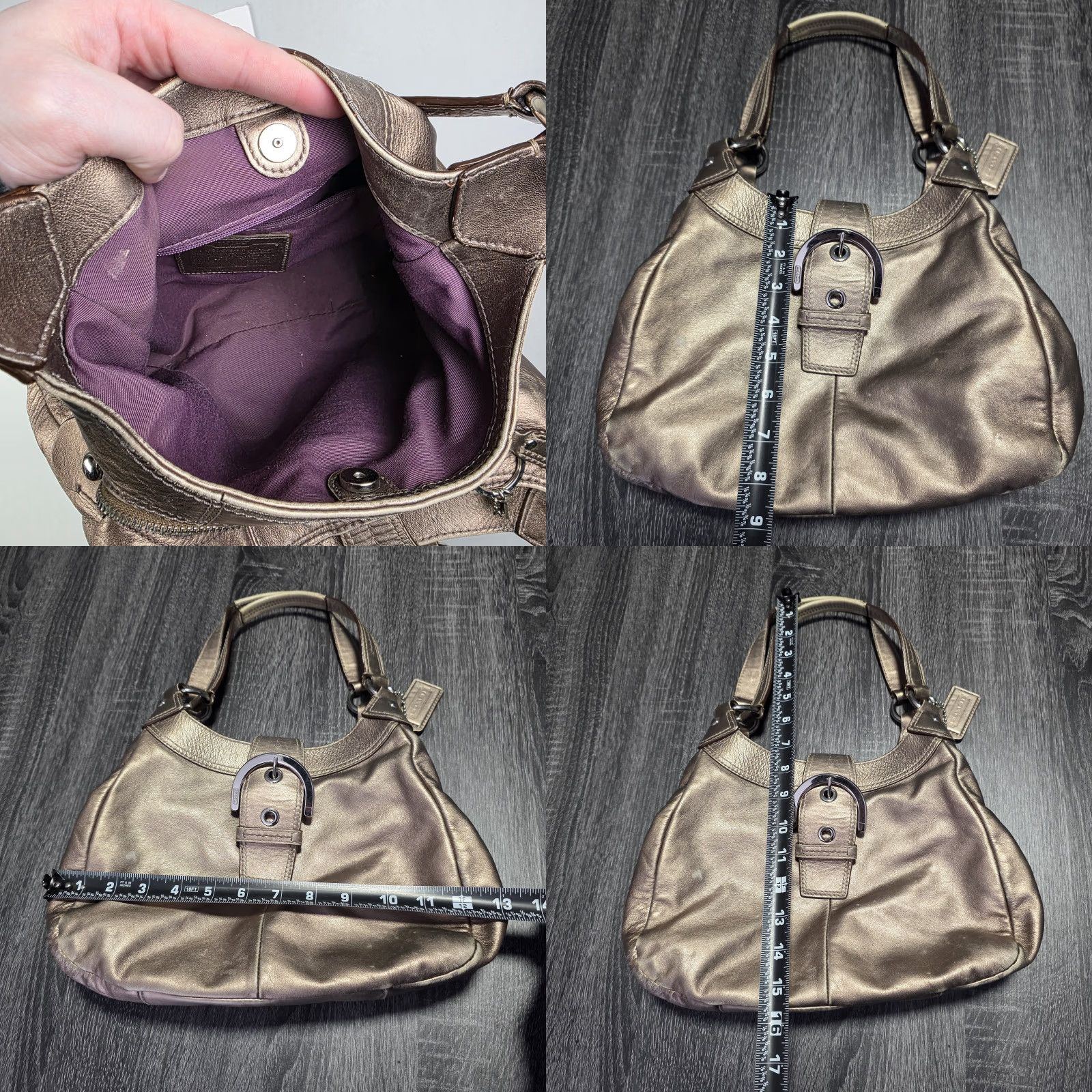 VINTAGE Coach Soho Bronze Leather Hobo Buckle Purse Shoulder Bag 