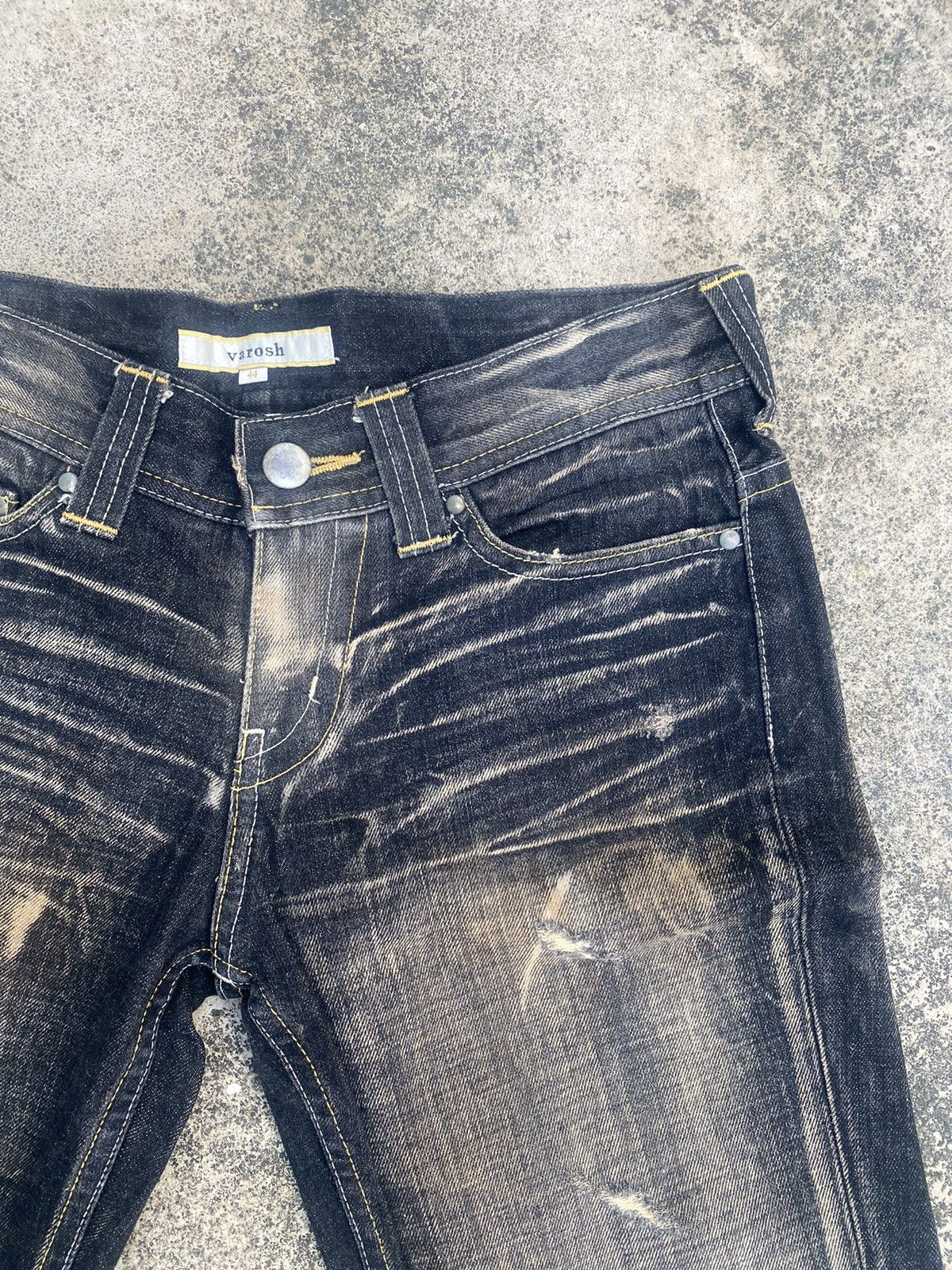 If Six Was Nine × Japanese Brand Flare Jeans Varosh Honeycomb Mud Painted Bootcut Size US 32 / EU 48 - 8 Thumbnail