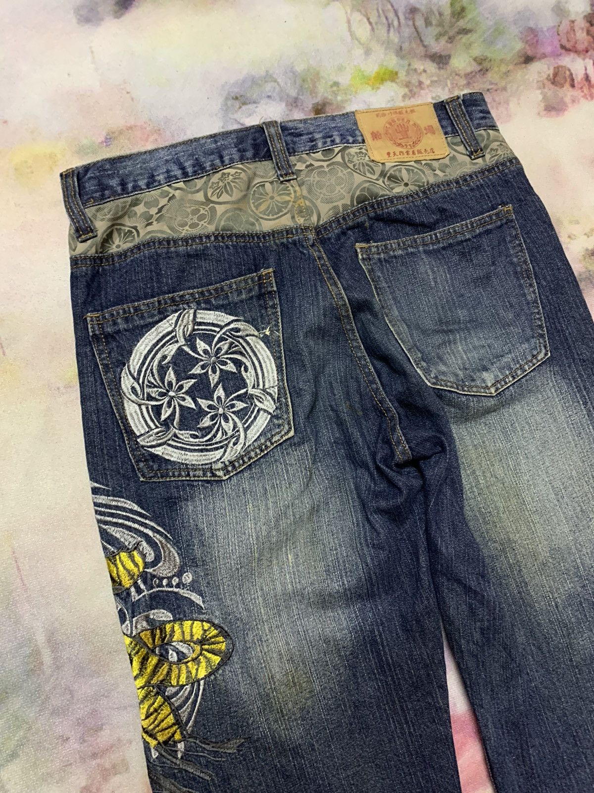 Hysteric Glamour Karakuri Tamashi Embroidered Tiger Japan Sukajan Denim Size US 35 - 11 Thumbnail