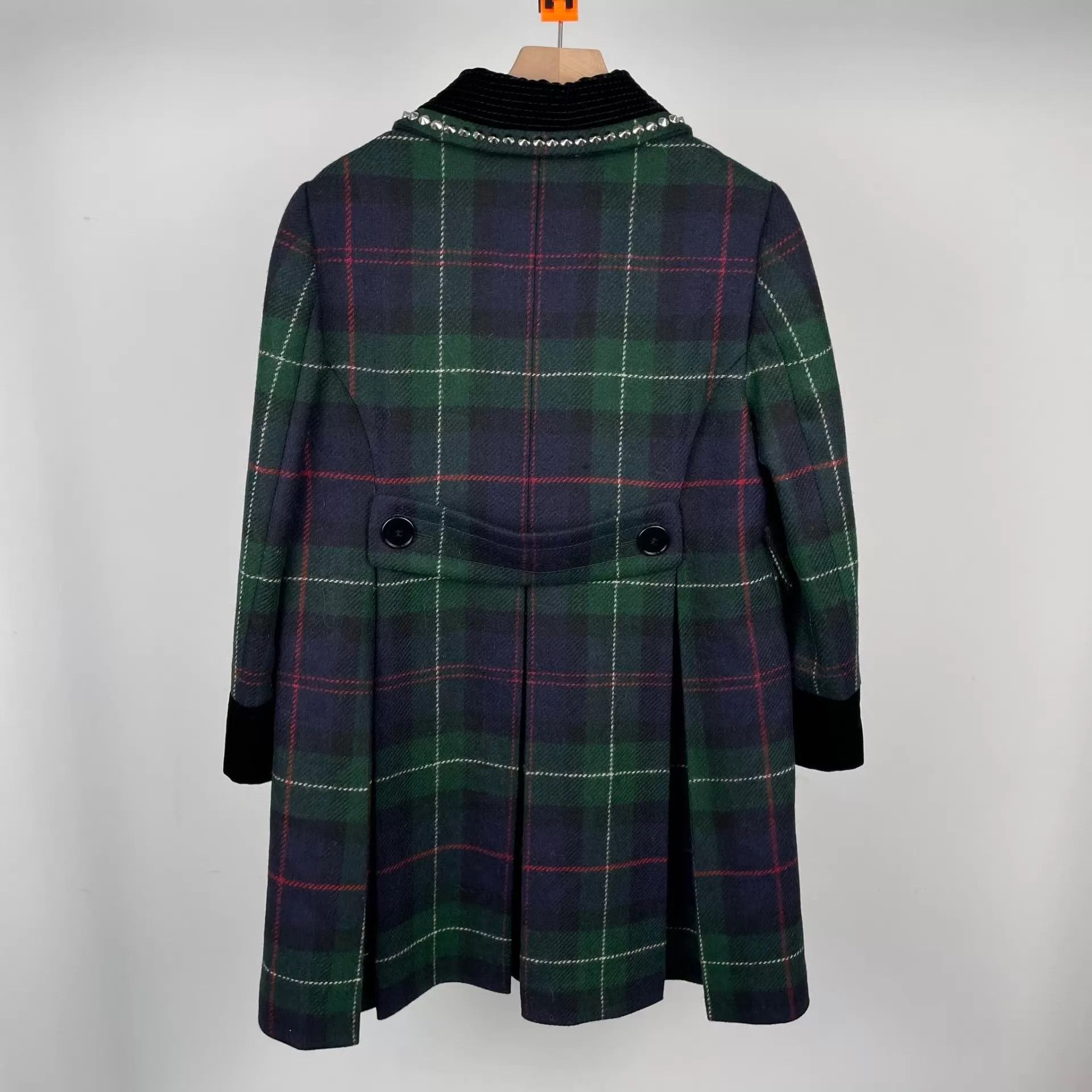 Miu Miu MIU MIU Green Check Coat Doll Collar Velvet Studs Size 40 Size S / US 4 / IT 40 - 2 Thumbnail