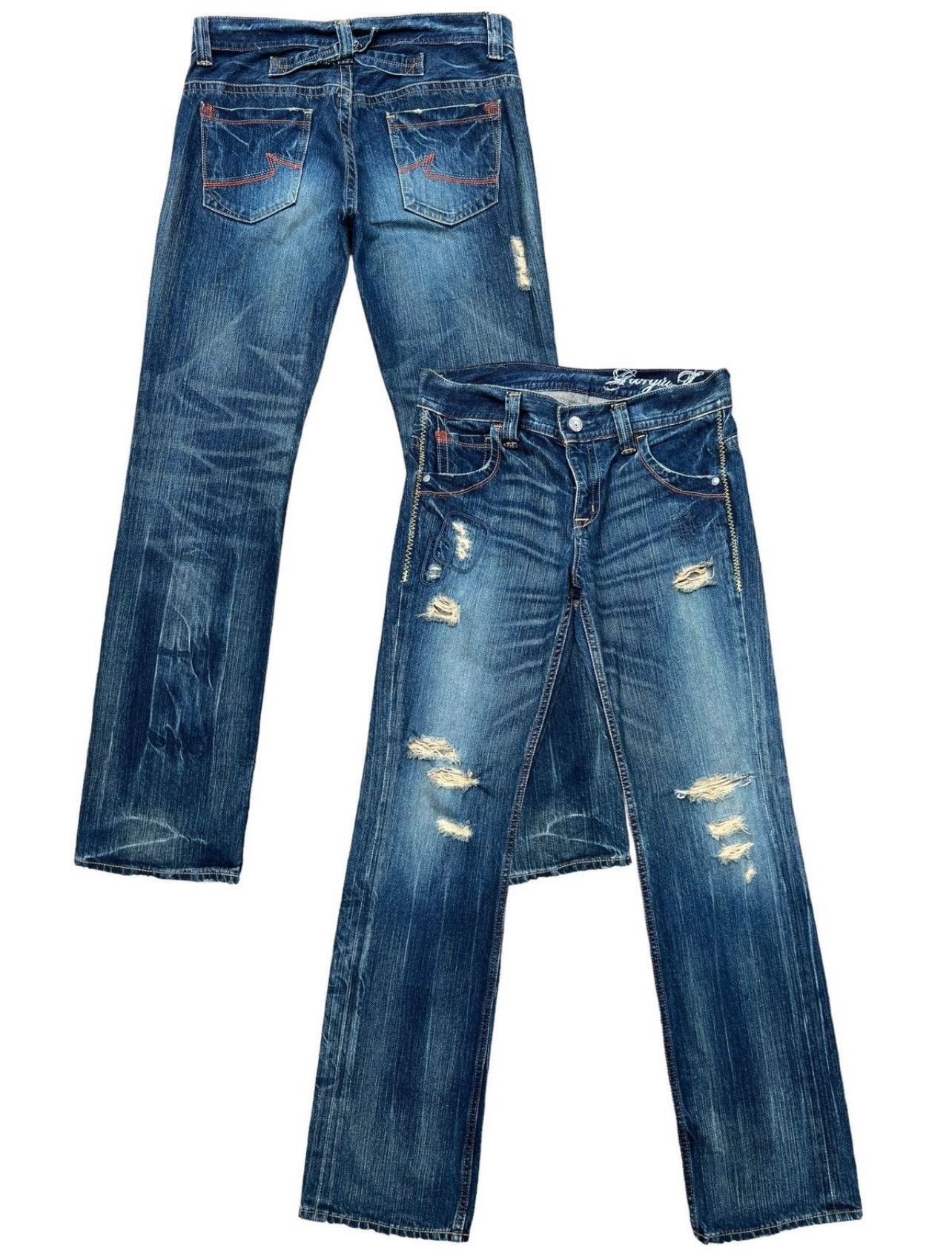 Japanese Brand Georgia Distressed Straight Cut Rusty Denim Jeans 33x32 Size US 33 - 1 Thumbnail