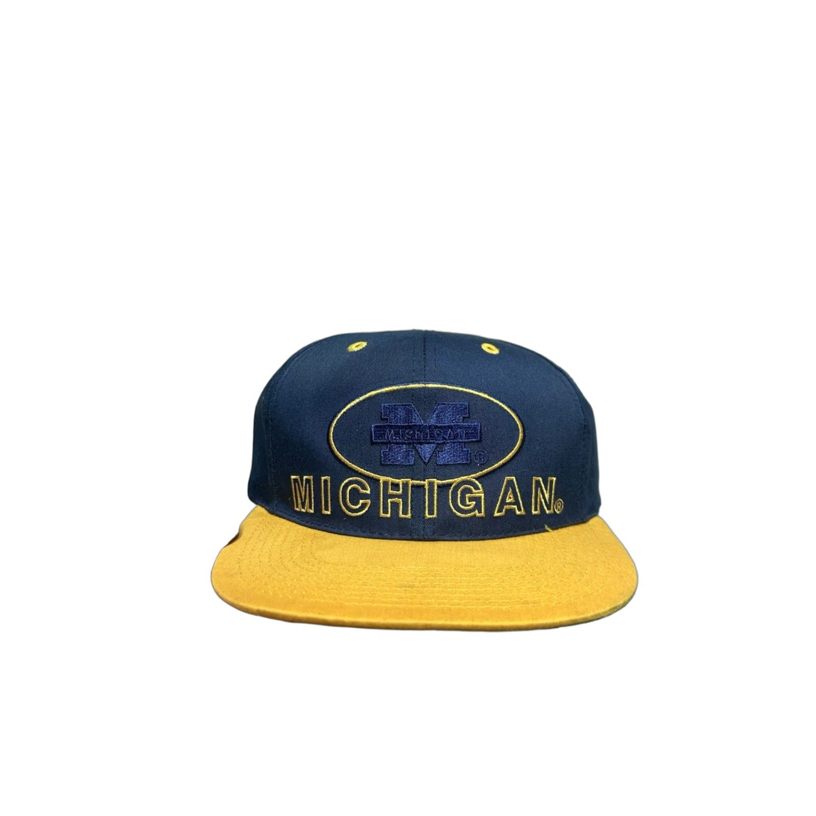 NCAA VINTAGE 90s snapback hat cap University of Michigan Wolverines signatures NCAA Men Adjustable Blue Size ONE SIZE - 1 Thumbnail