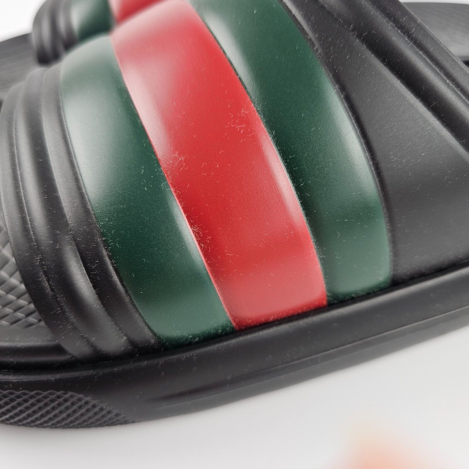 Gucci GUCCI Men's Black Rubber Web Slide Sandals New/Auth Size US 12.5 / EU 45-46 - 8 Thumbnail