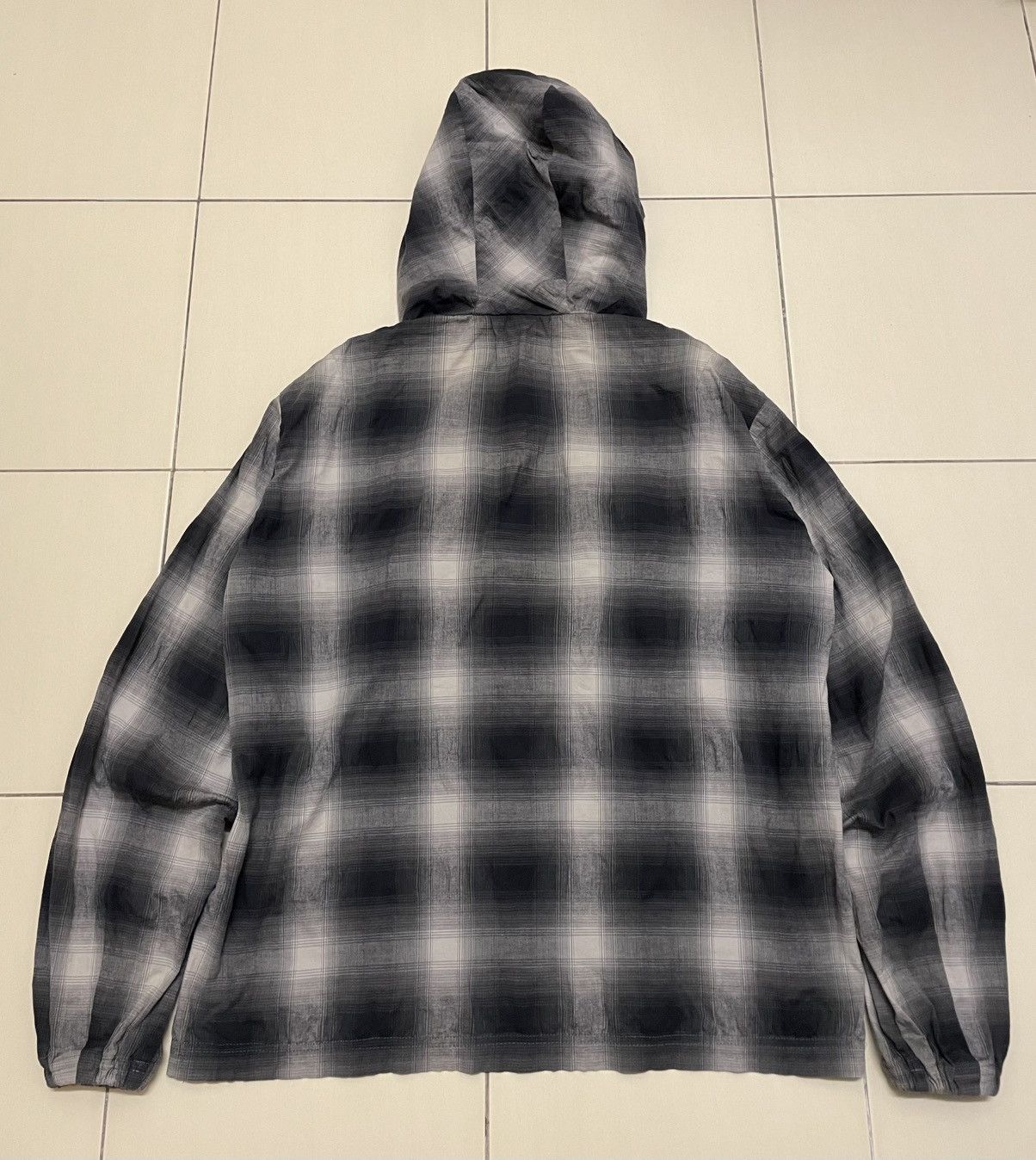 Number (N)ine Vtg 90s Number Nine Blue Bar Ombre Check Hooded Jacket Size US L / EU 52-54 / 3 - 10 Thumbnail