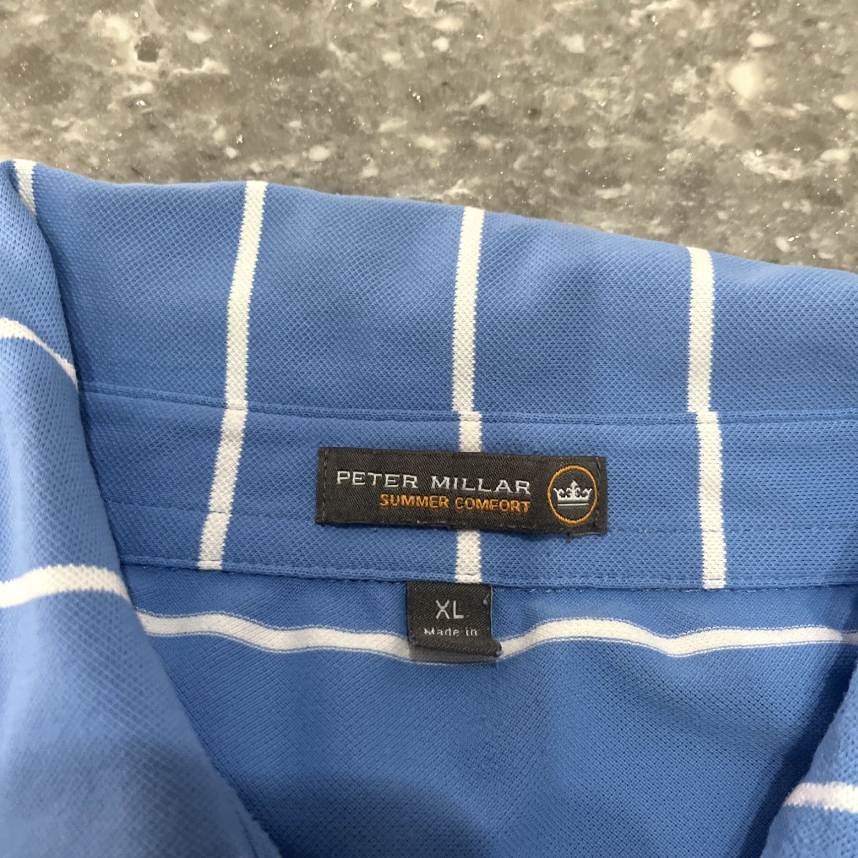 Peter Millar Peter Millar Polo Summer Comfort Mens XL Blue Striped Golf Course Logo Top Size US XL / EU 56 / 4 - 3 Thumbnail