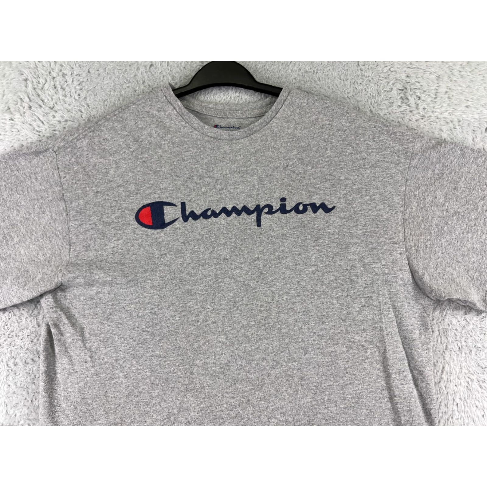 Champion Champion Shirt Mens XL Gray Cotton Logo Short Sleeve Crew Neck Athletic Size US XL / EU 56 / 4 - 5 Thumbnail