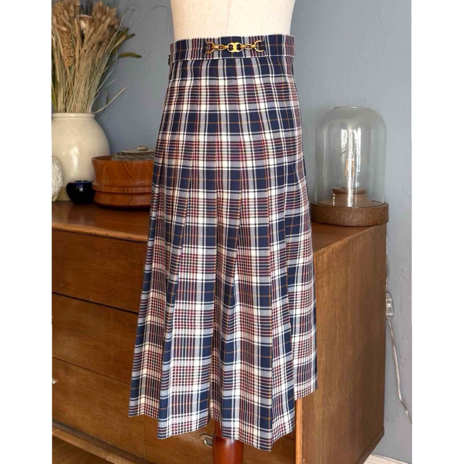 Tory Burch Tory Burch Garrett Pleated Skirt Milano Tartan Plaid Gemini Links Sz 2 Multicolor Knee Length Women A-Line Fall Size 26" / US 2 / IT 38 - 2 Thumbnail