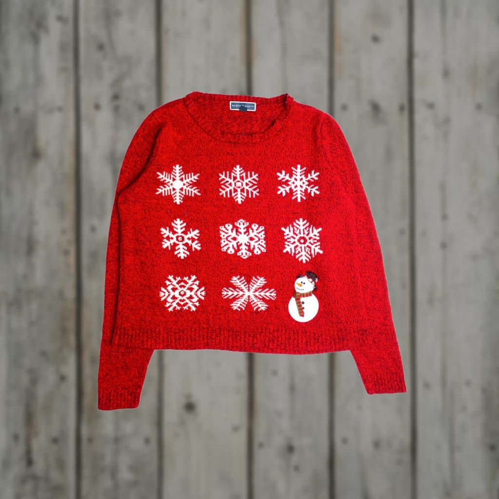 Vintage VINTAGE Red Ugly Christmas Sweater Karen Scott XX-Large Pullover Christmas Snowflakes 2010s Mens Womens Adults Oversized Christmas Size XXL / US 16-18 / IT 52-54 - 1 Thumbnail