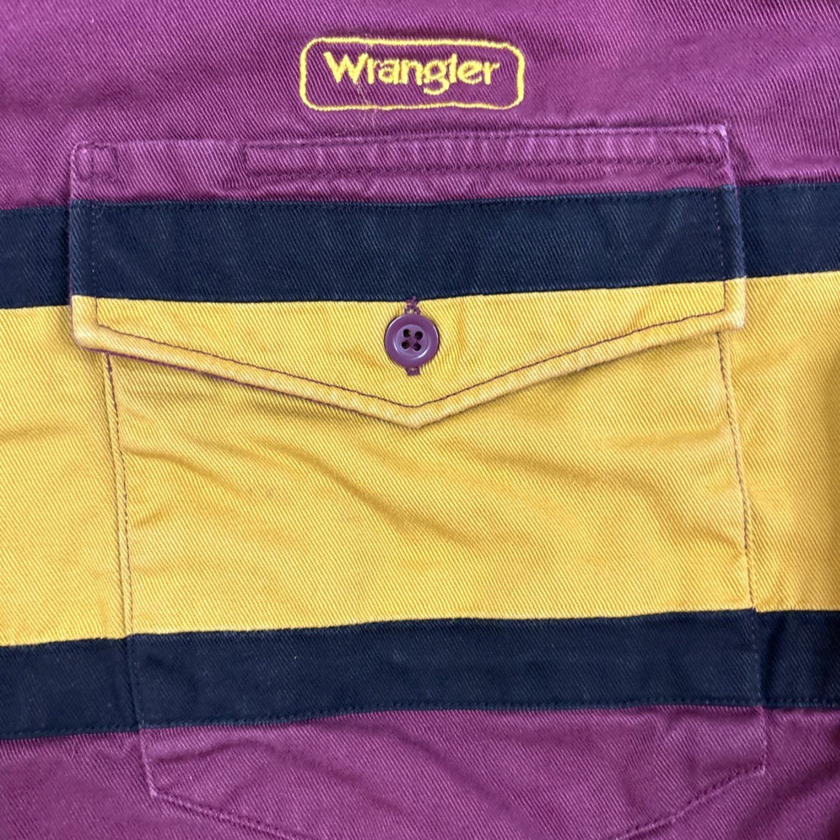 Wrangler VINTAGE Wrangler Shirt Mens Medium Bold Striped Denim X Long Tails Brush Popper Western 90s Mens Size US M / EU 48-50 / 2 - 2 Thumbnail