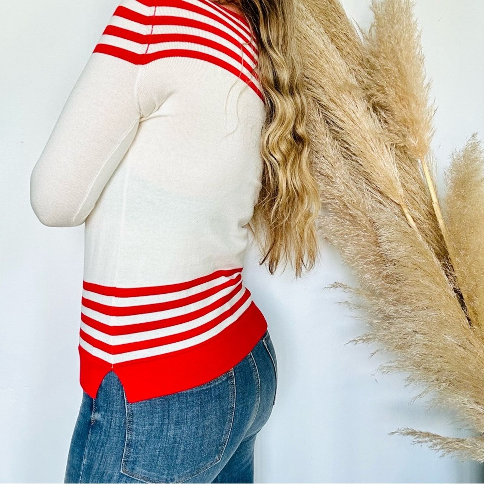 Tommy Hilfiger TOMMY HILFIGER Bright Red White Bold Stripe Nautical Sweater Size XS / US 0-2 / IT 36-38 - 2 Thumbnail